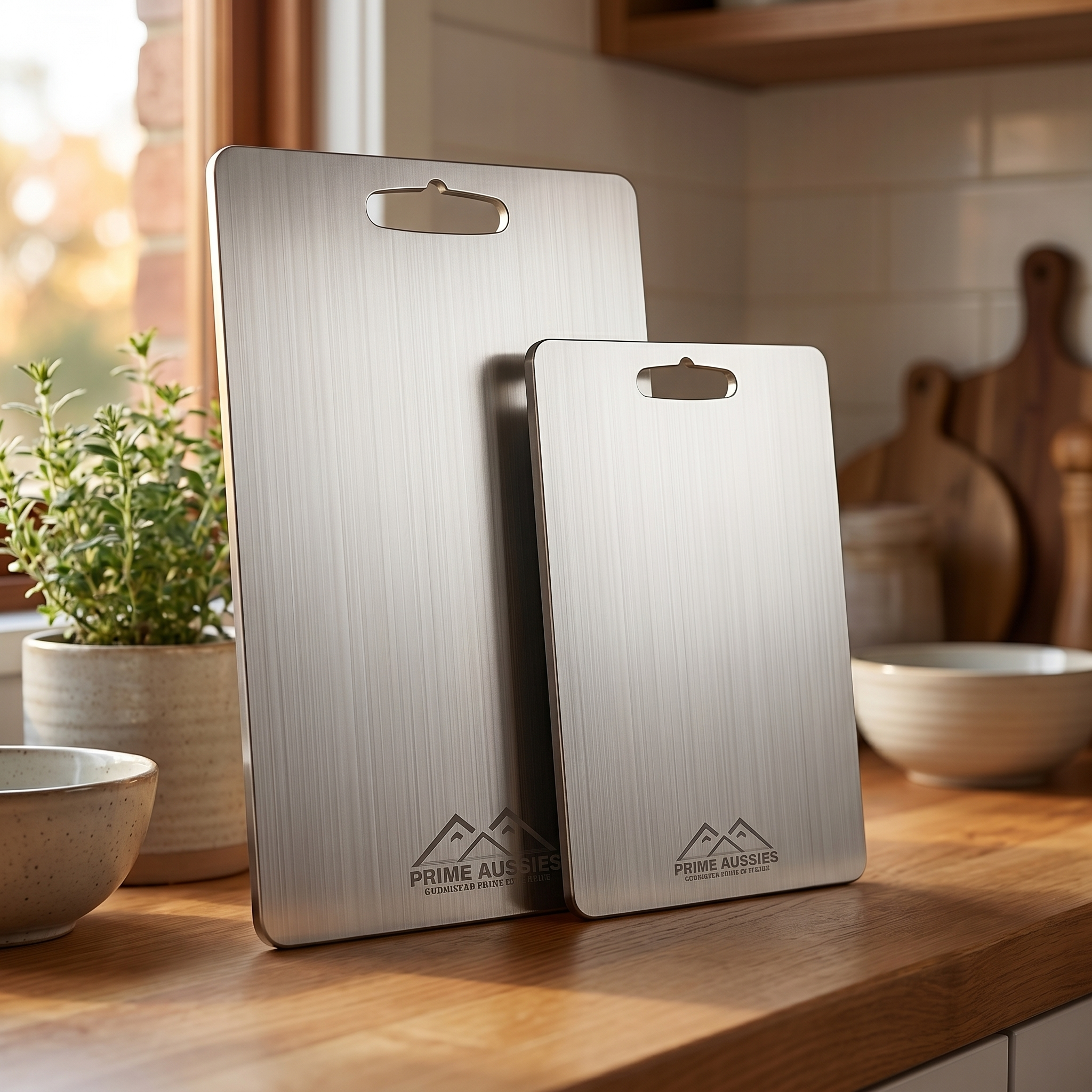 Titanium chopping boards in two sizes, loved by Aussie households