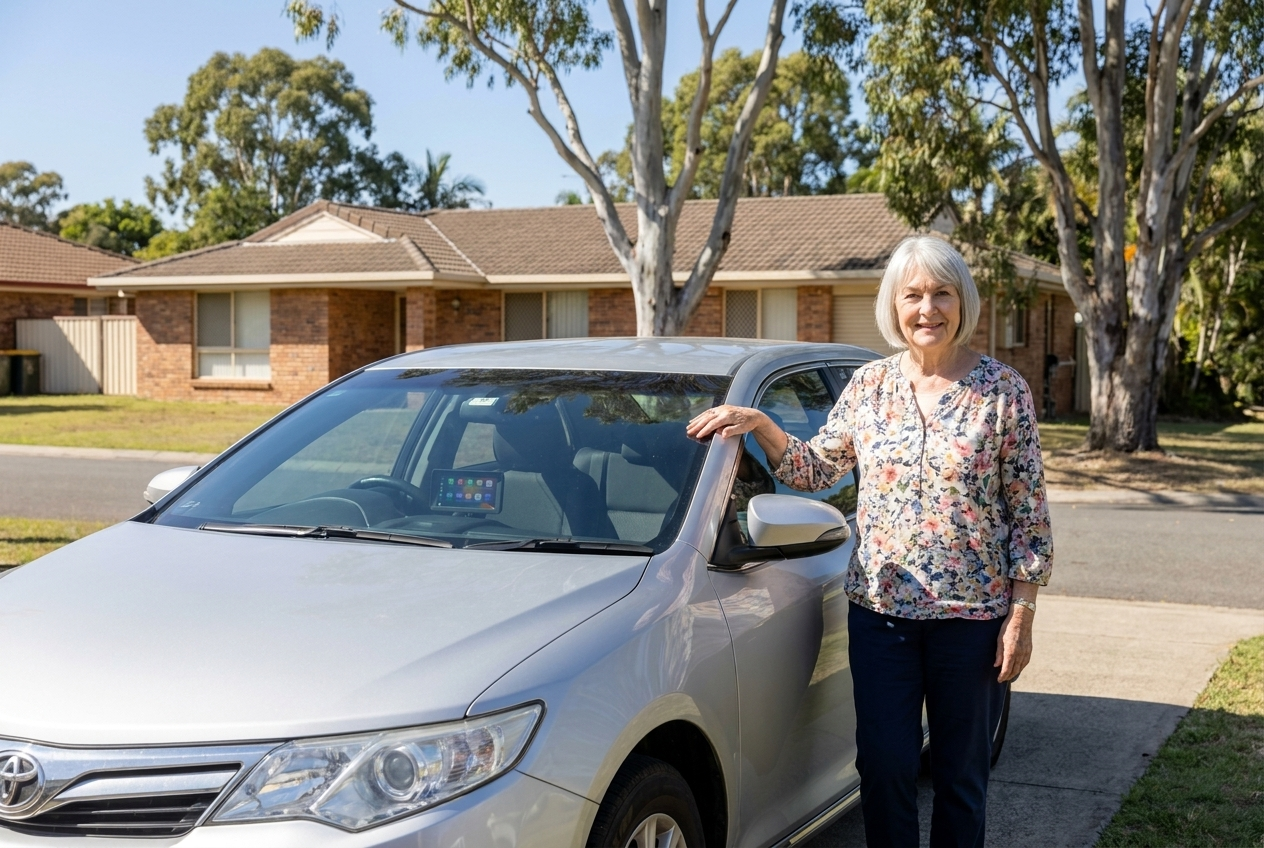Jenny with her Camry and the new screen