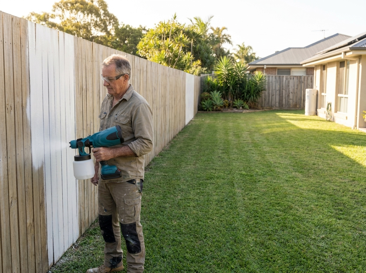 Spraying the far back corner of the yard with no cords anywhere