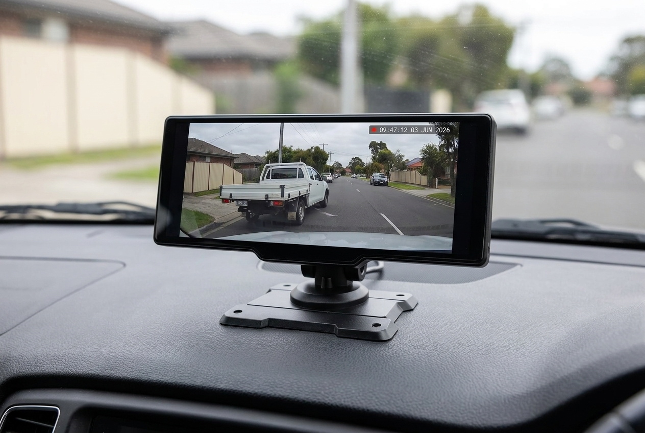 The recorded footage on the screen