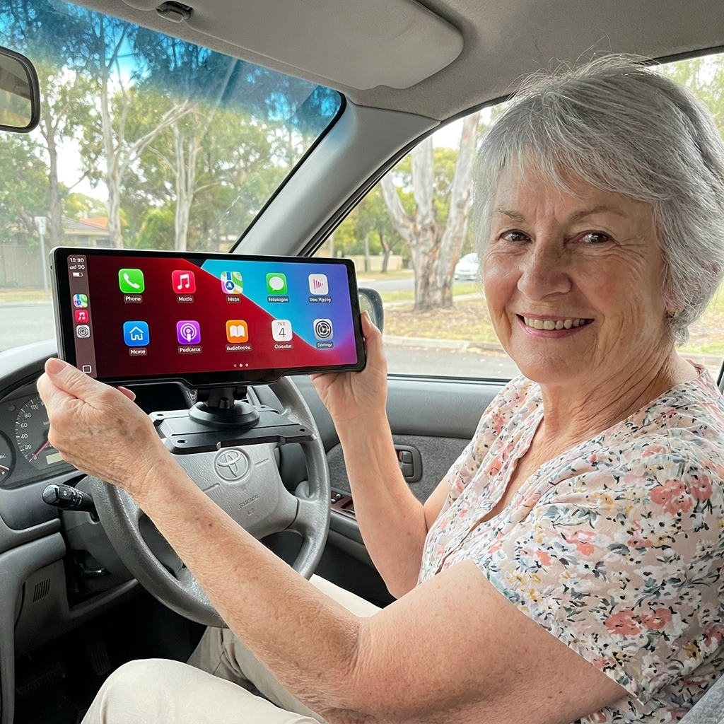 Margaret holding her CarPlay Ultra Max
