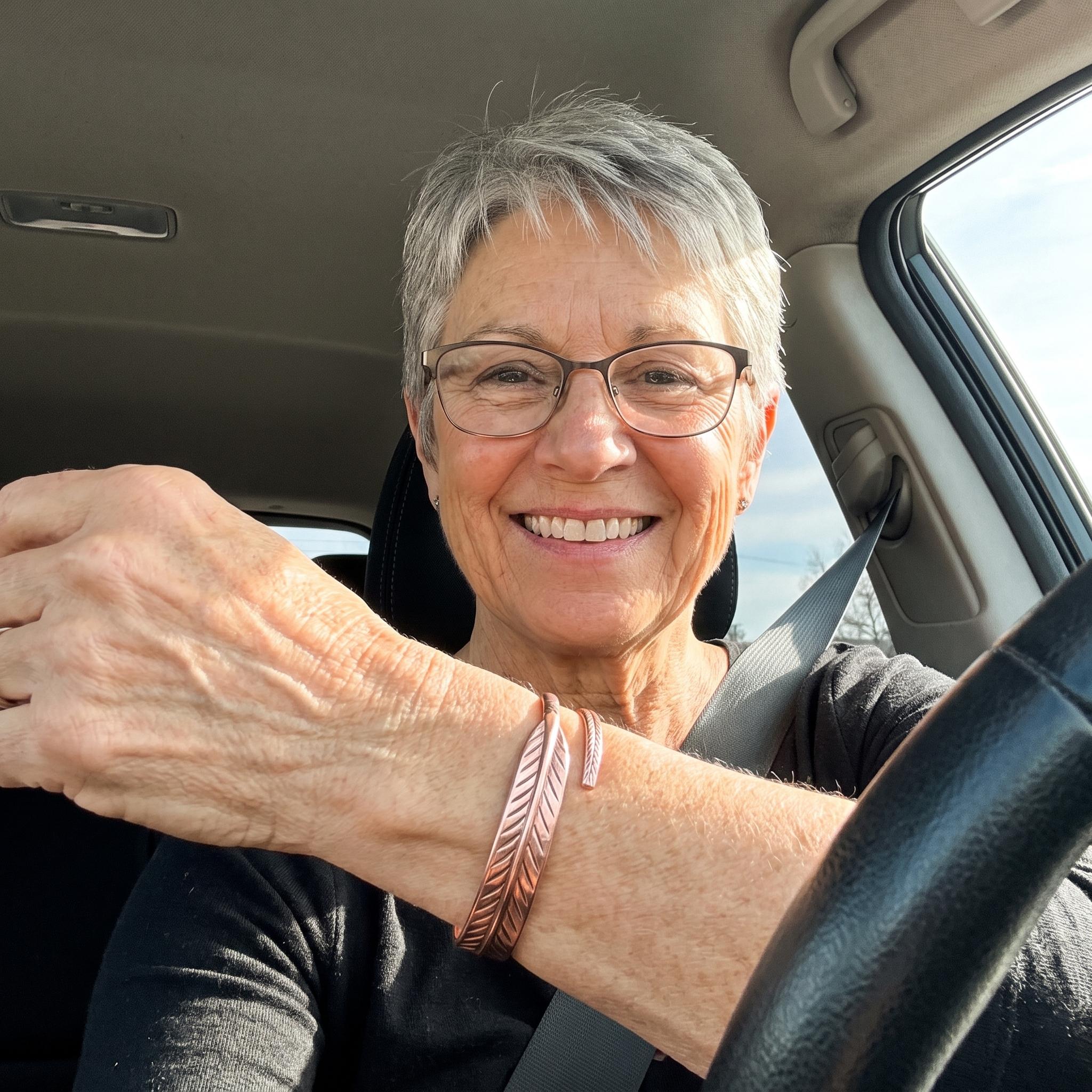 Customer wearing Vera's Copper