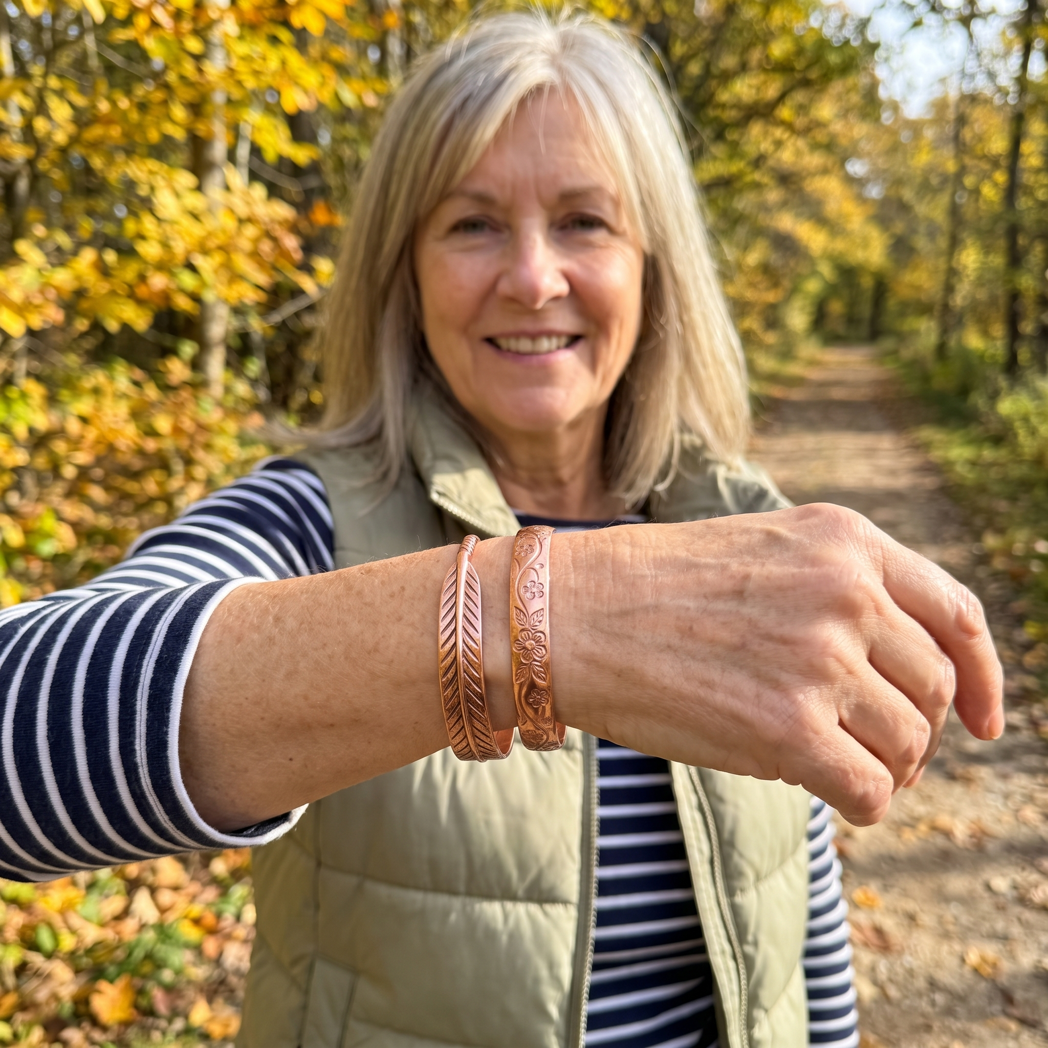 Customer wearing Vera's Copper