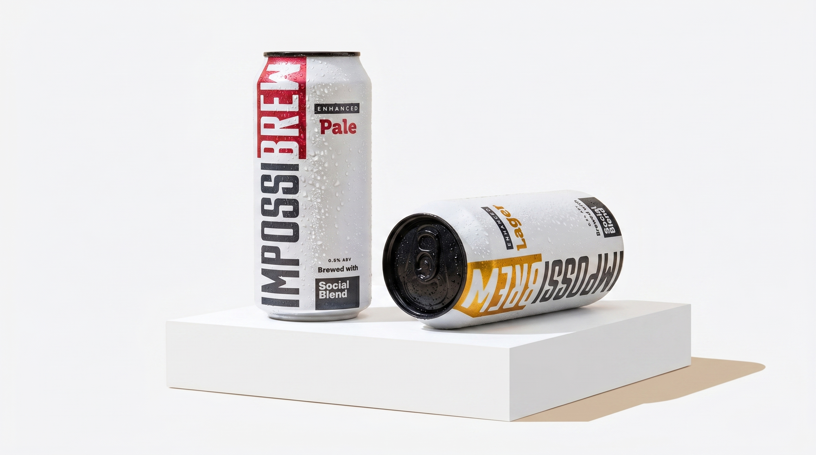 IMPOSSIBREW raised product object in a clean studio scene