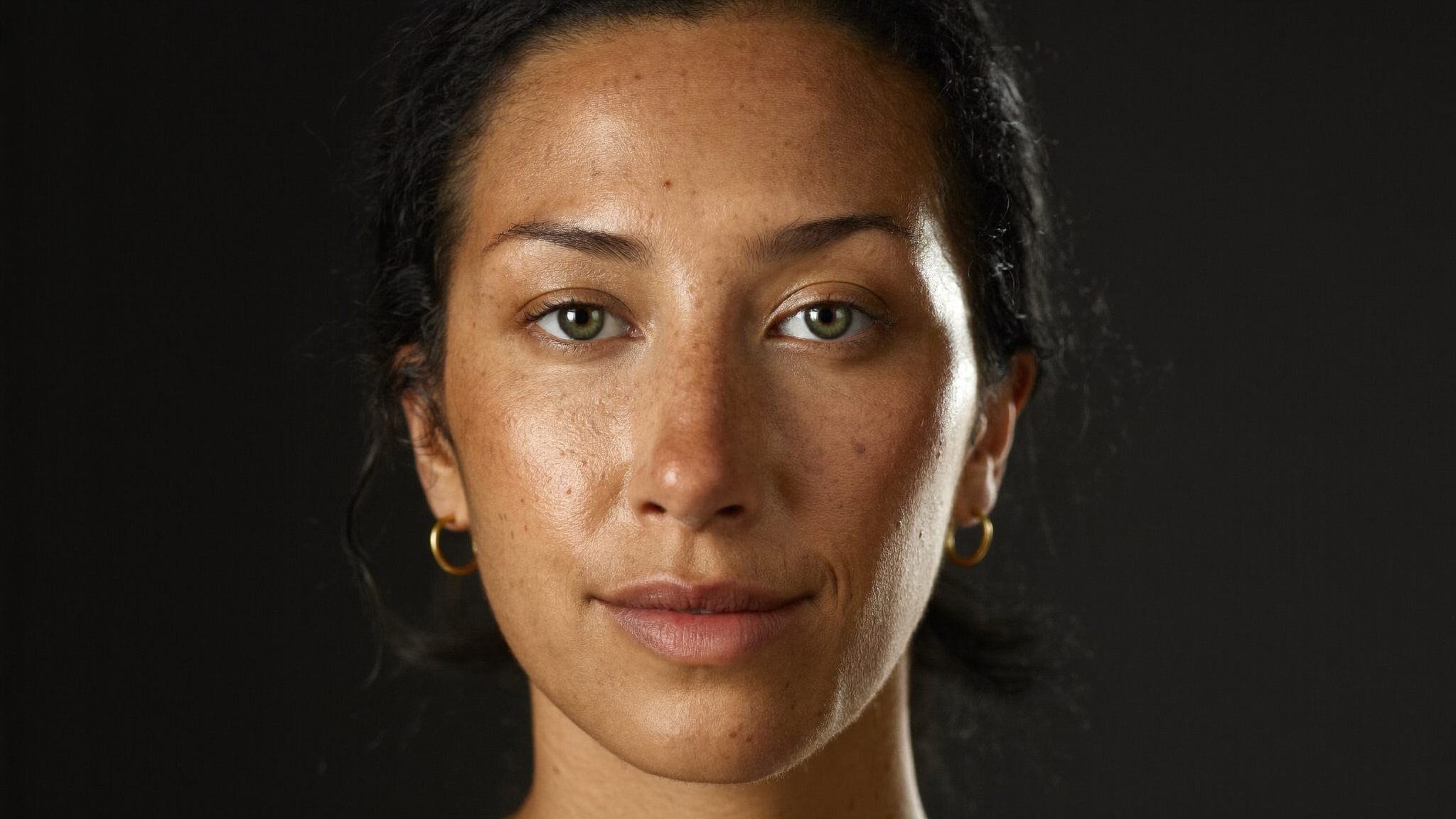 AI model portrait, zoom in on the skin
