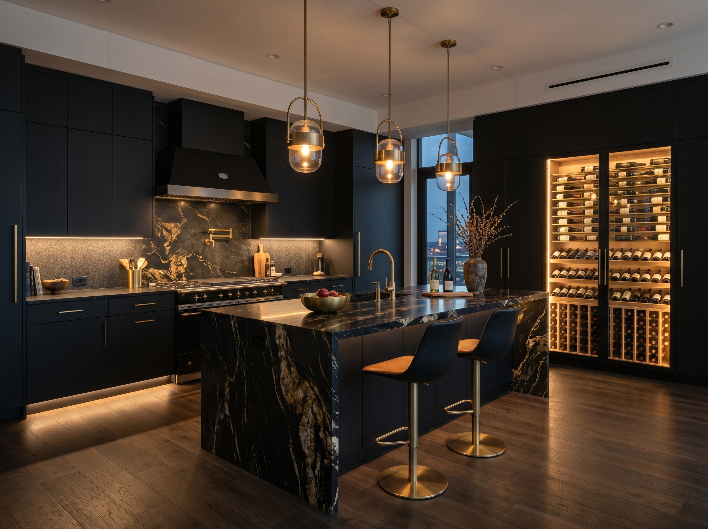 Dramatic dark luxury kitchen