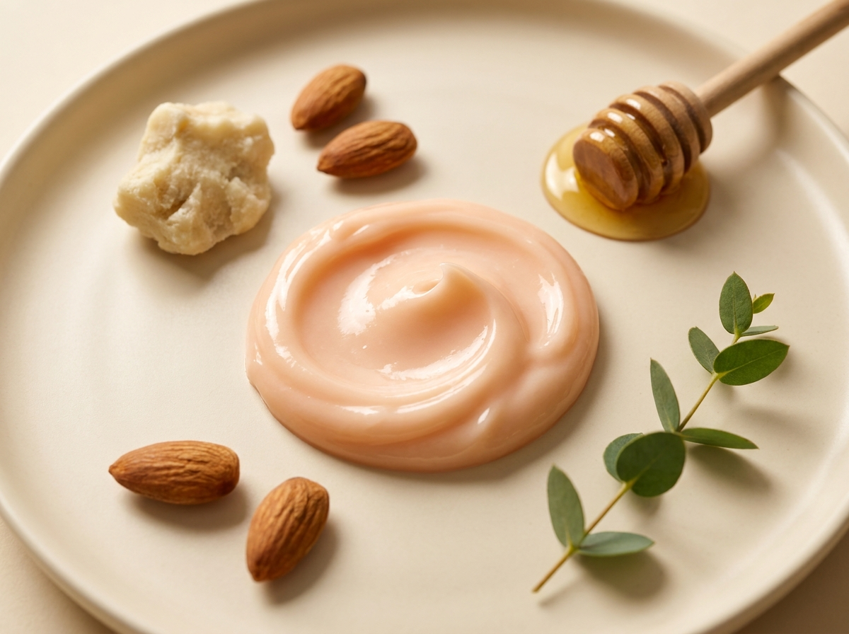 The mask texture with shea butter, almond, and honey