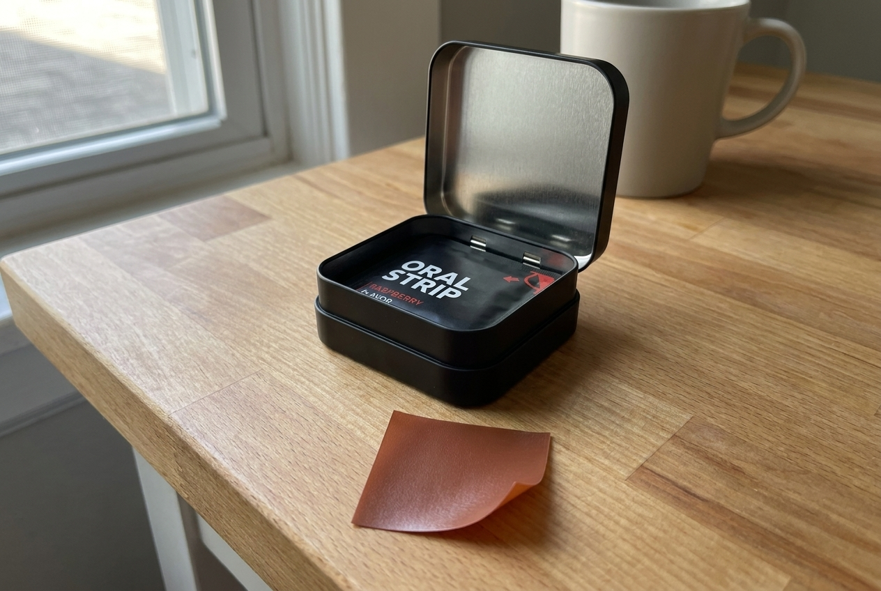 CAVAÉ Melt open tin with the sachet inside and one strip on the counter