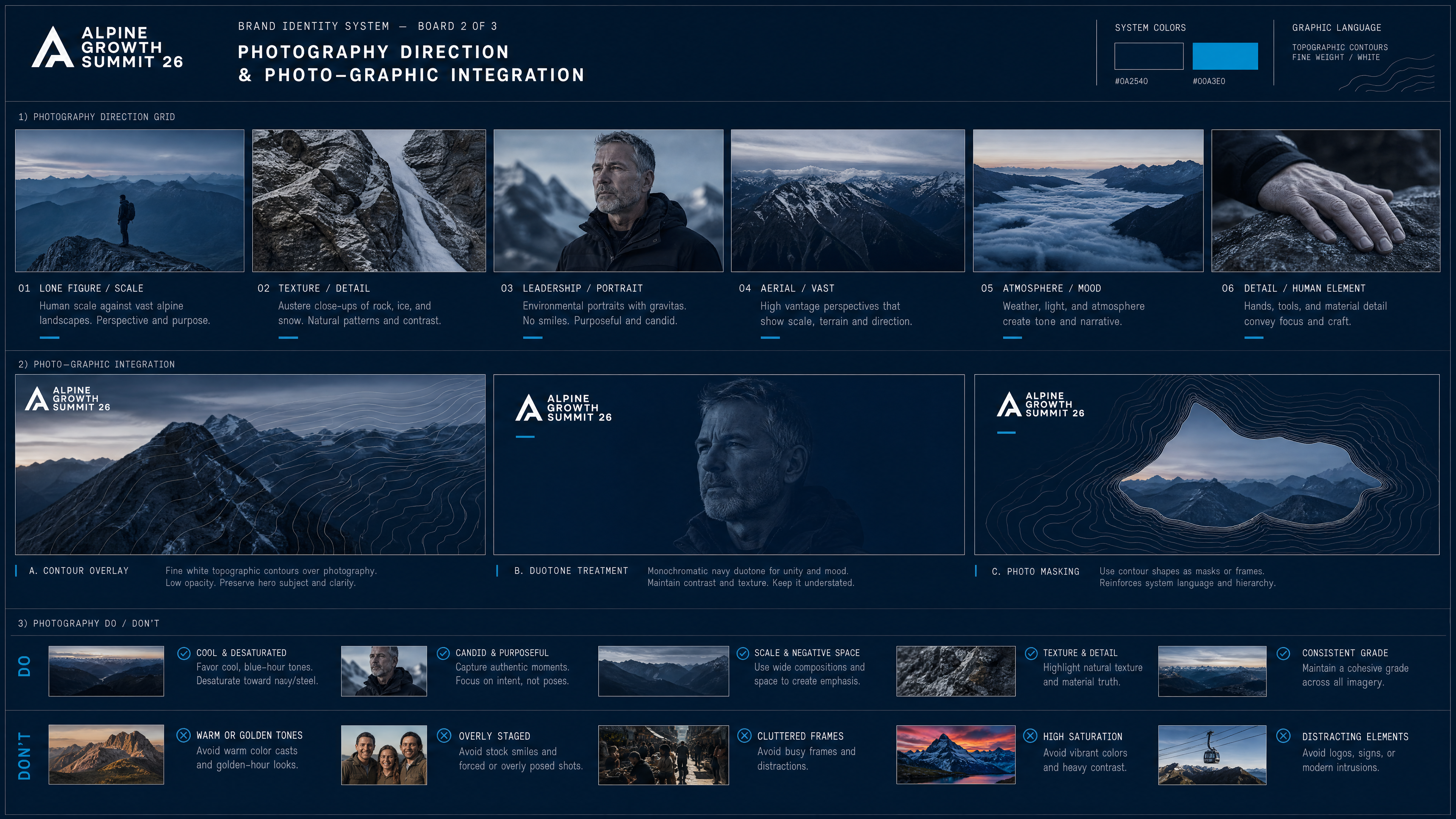 Alpine identity board 2 — photography direction & photo-graphic integration