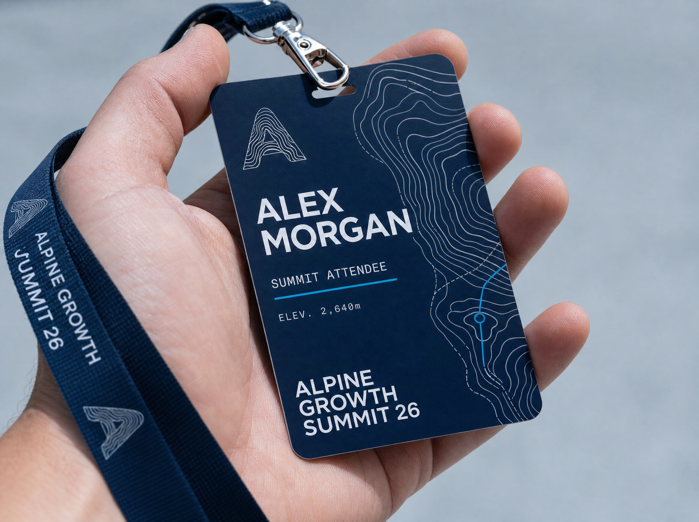 Alpine conference badge and lanyard
