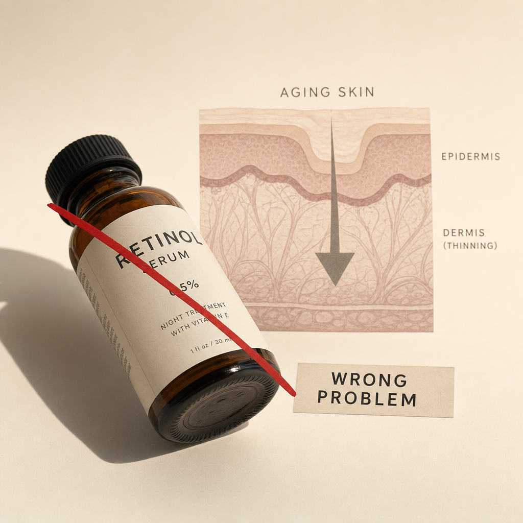 Retinol treats wrinkles, not volume loss