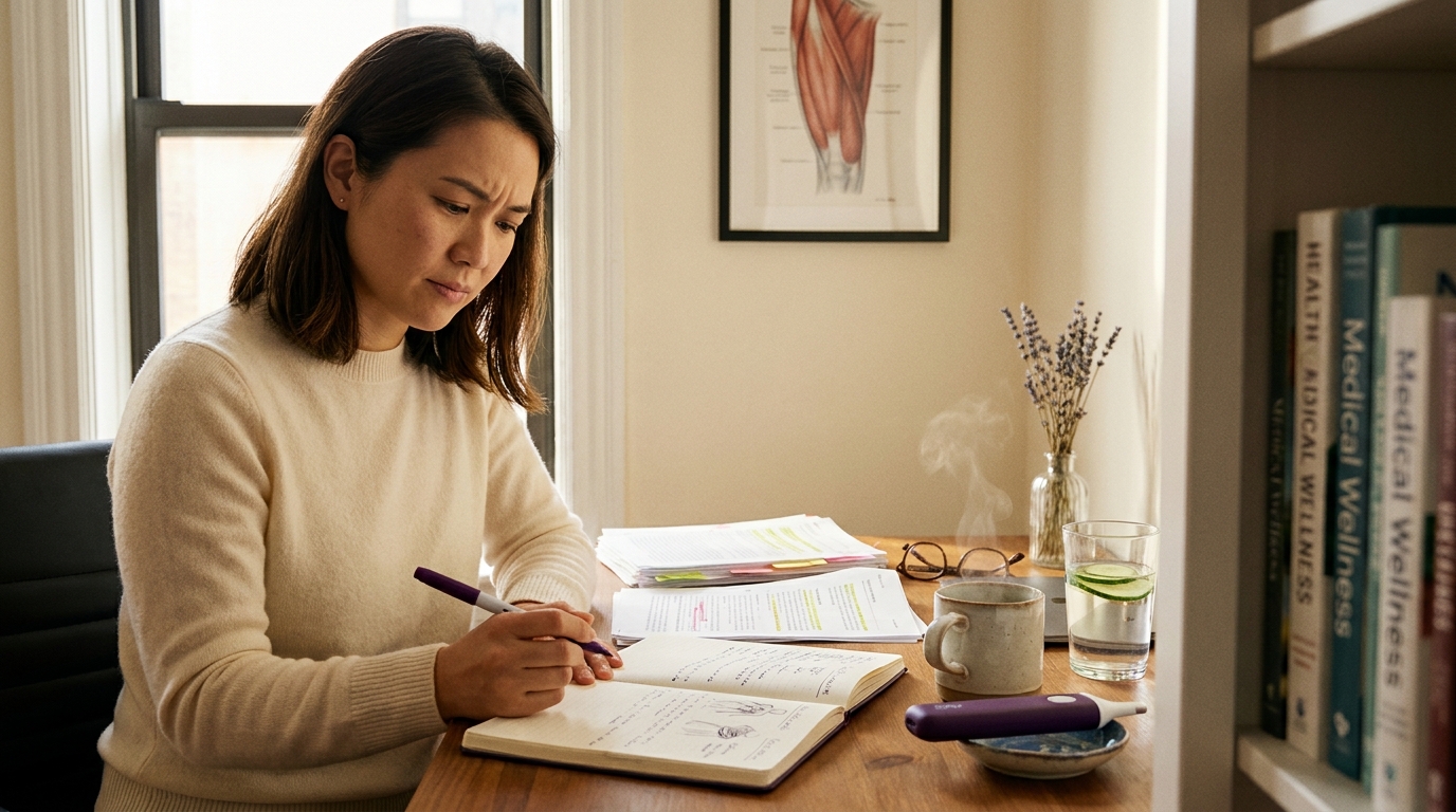 Sarah Chen at her desk during the investigation