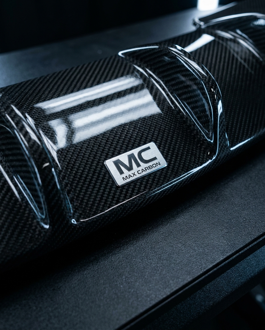 Dry-Carbon-Teil mit MAX CARBON Badge, geprueftes Carbon mit Gutachten