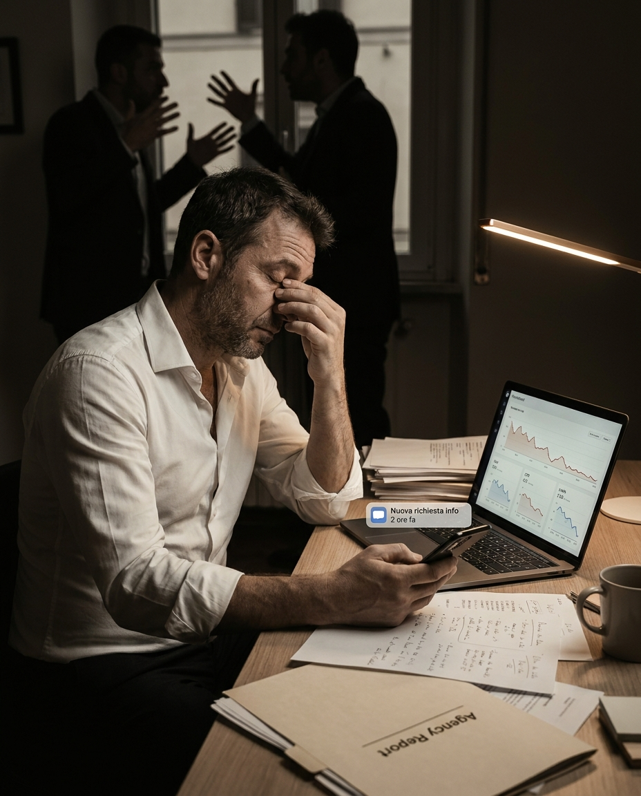 Imprenditore stressato dal caos delle agenzie