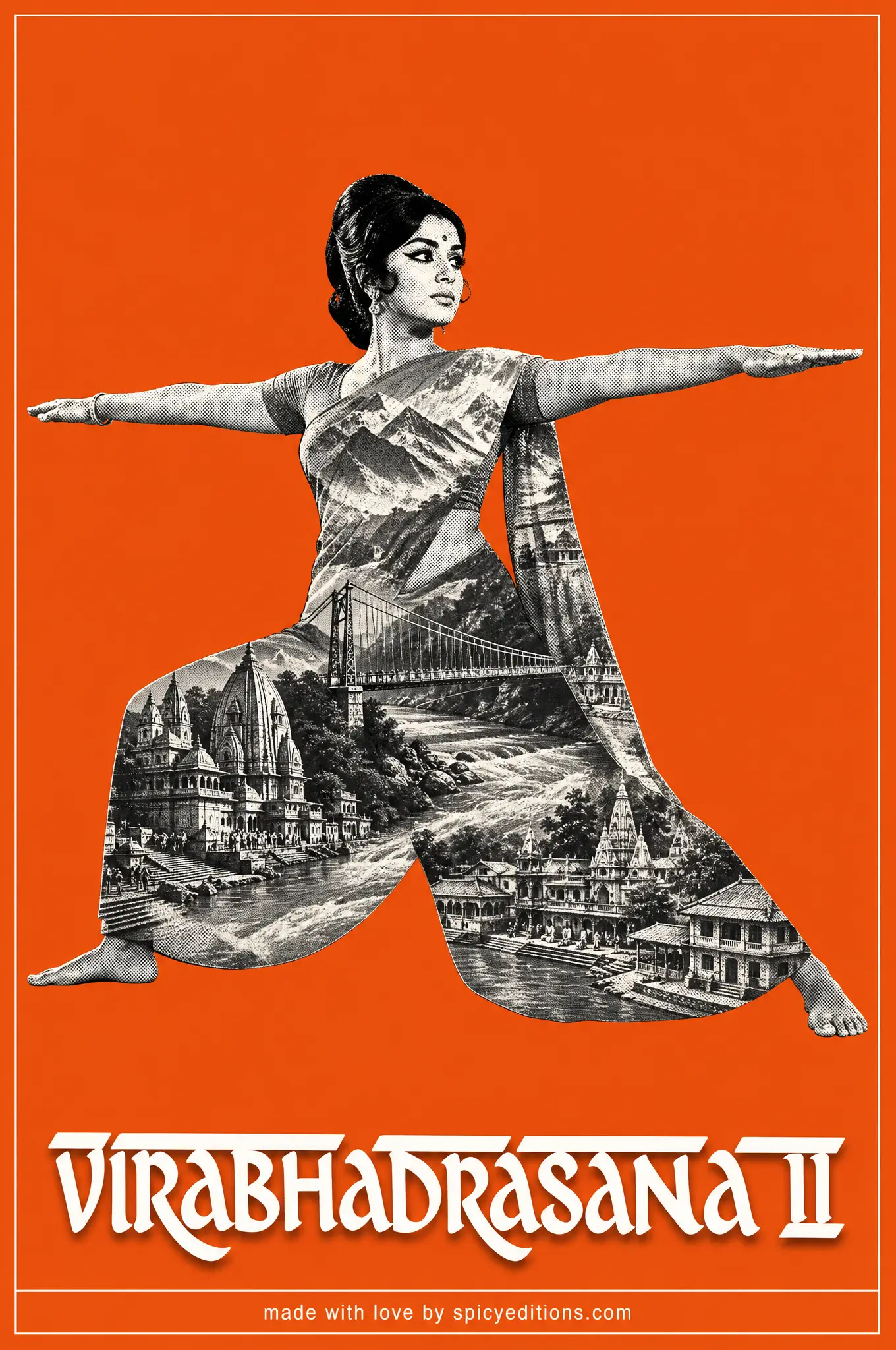 Warrior II (Virabhadrasana II) — SpicyEditions yoga art print