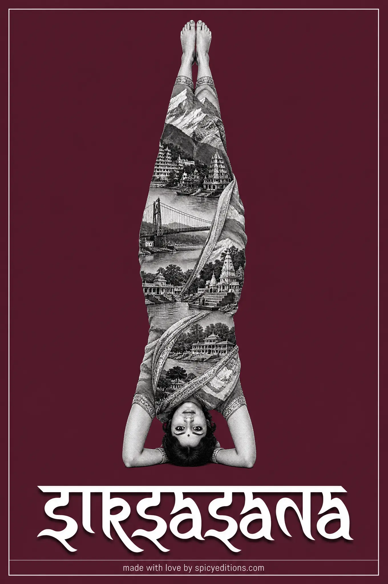 Headstand (Sirsasana) — SpicyEditions yoga art print
