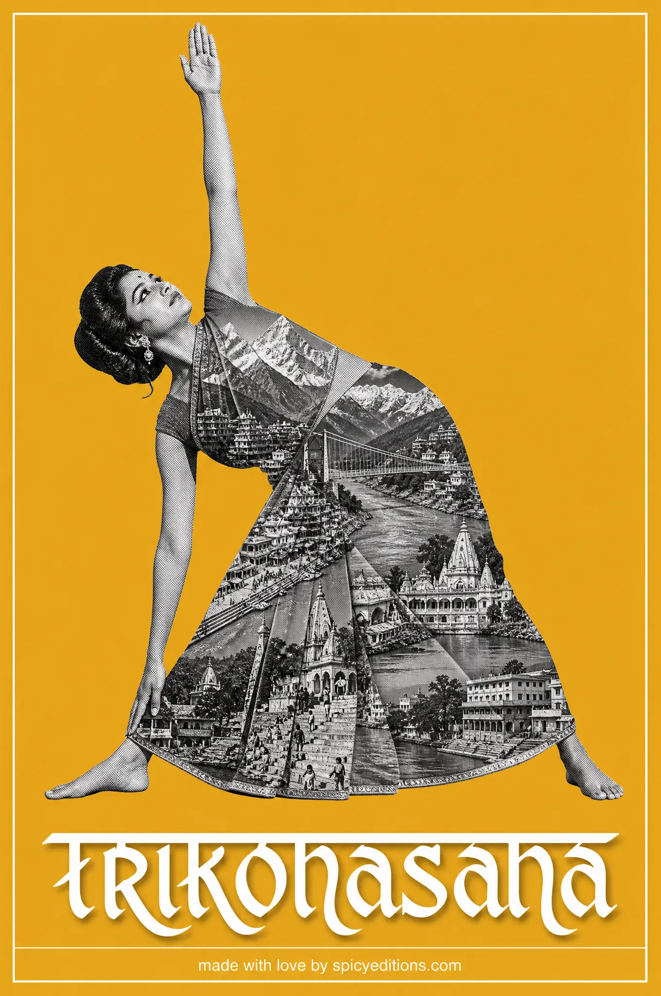 Triangle Pose (Trikonasana) — SpicyEditions yoga art print