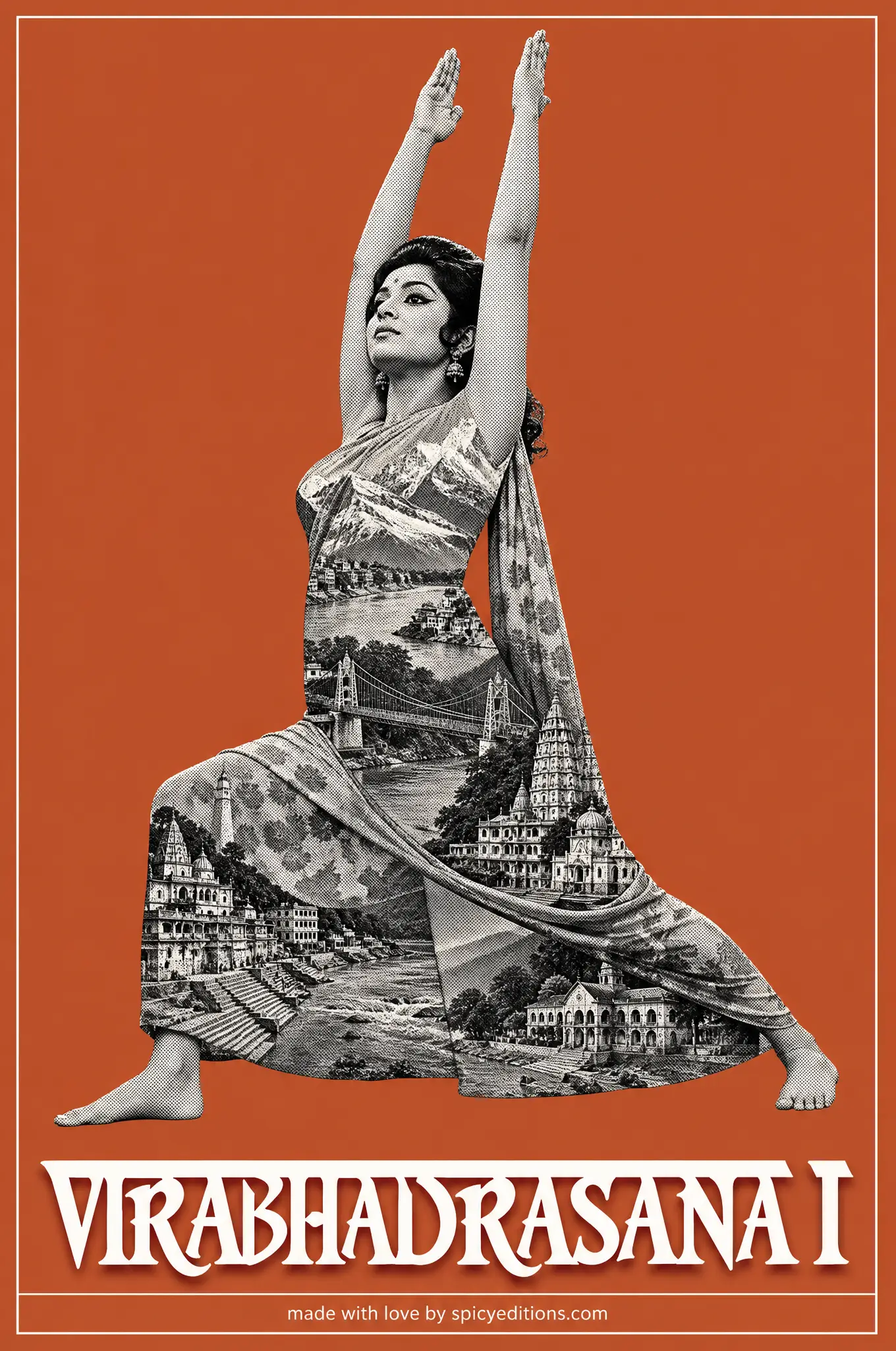Warrior I (Virabhadrasana I) — SpicyEditions yoga art print