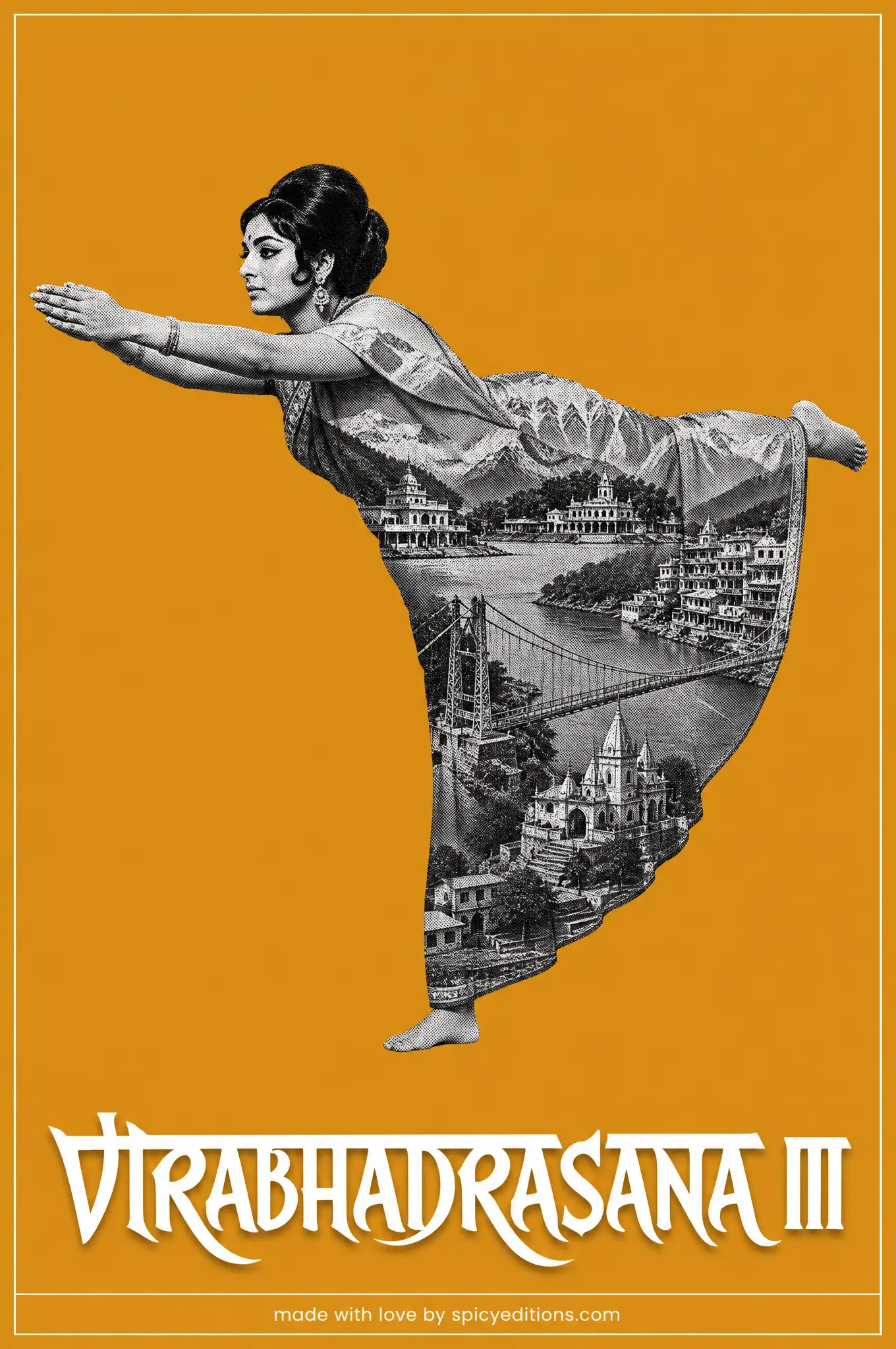 Warrior III (Virabhadrasana III) — SpicyEditions yoga art print