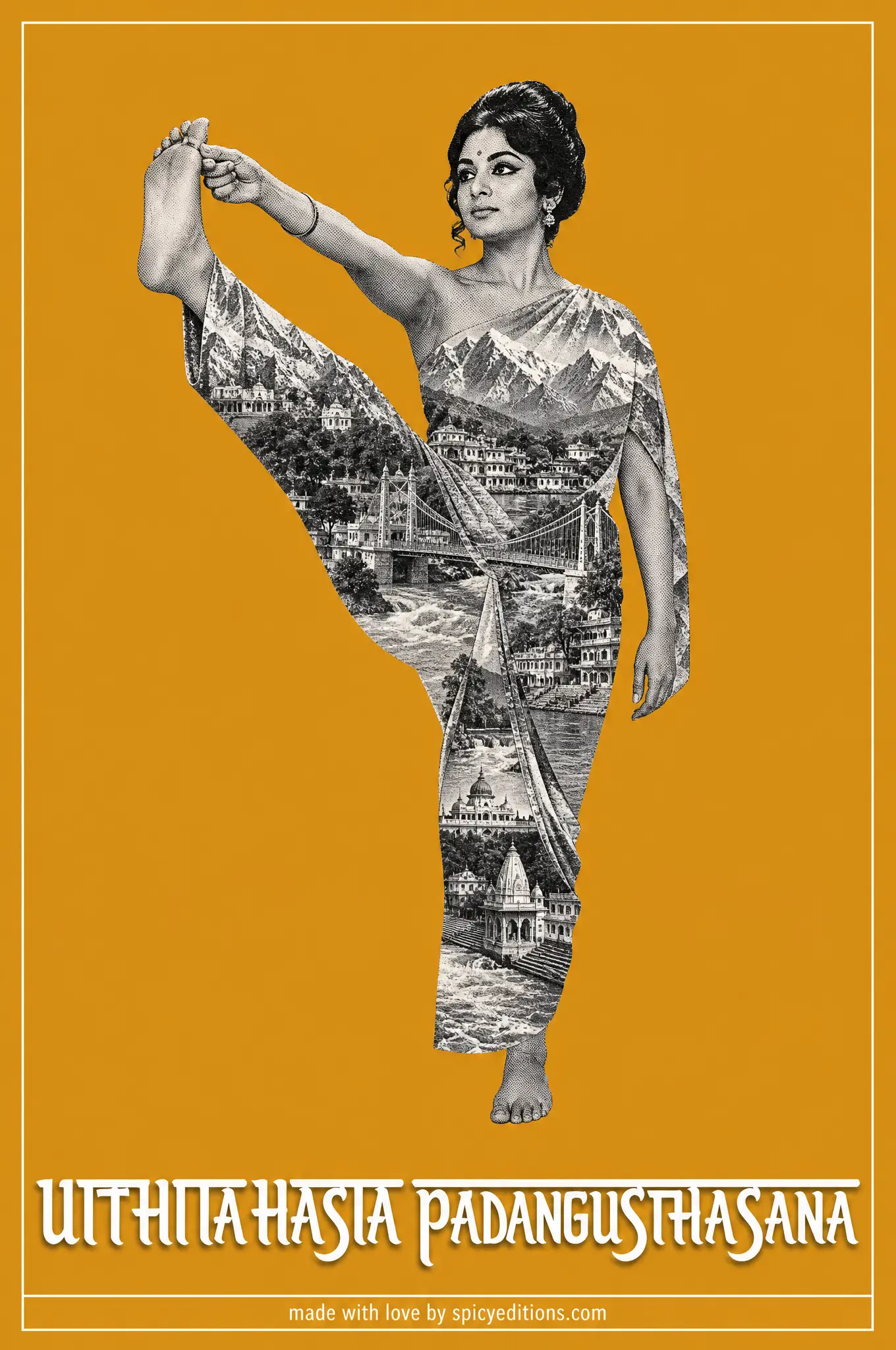 Extended Hand-to-Big-Toe (Utthita Hasta Padangusthasana) — SpicyEditions yoga art print