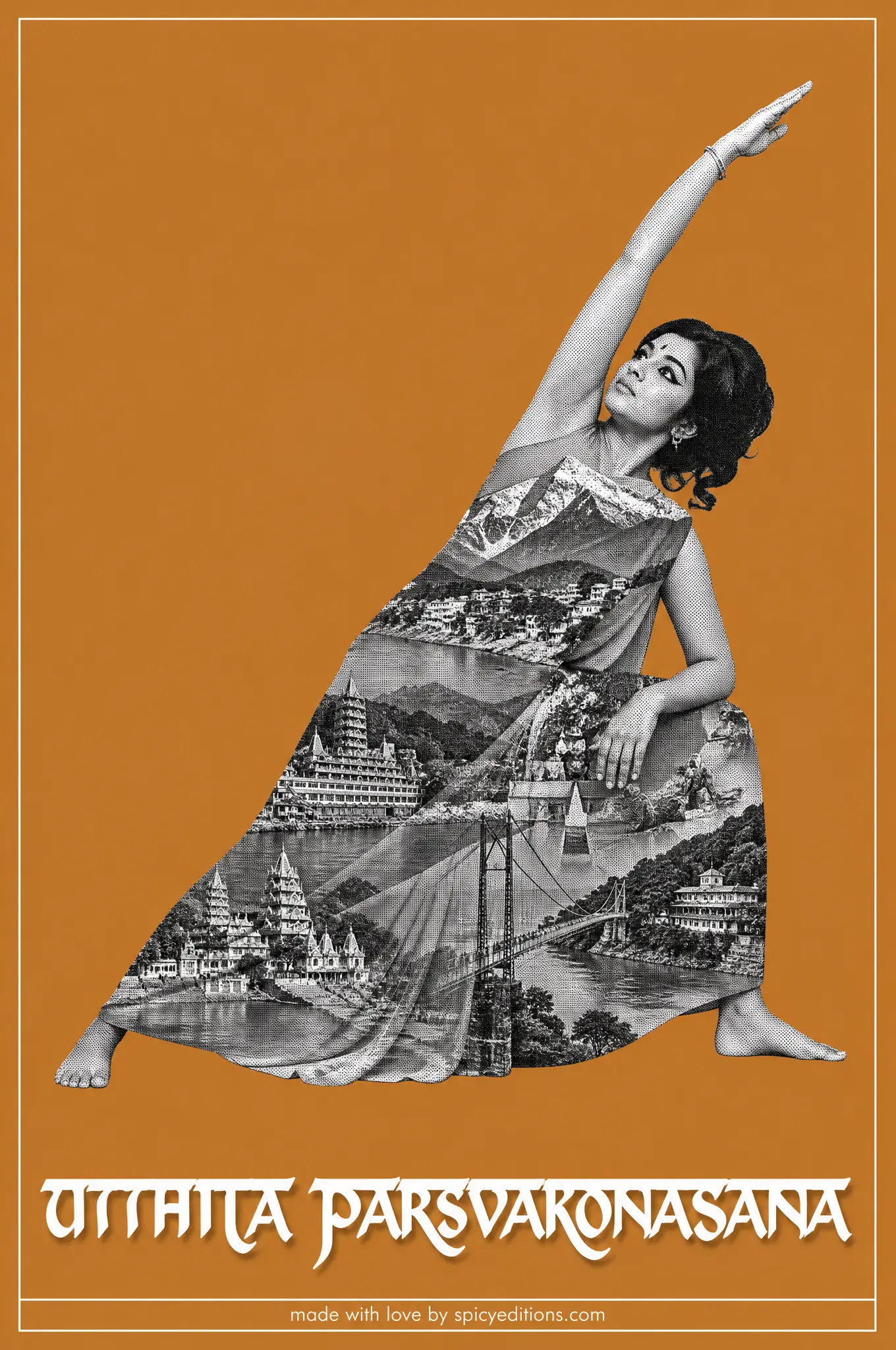 Extended Side Angle (Utthita Parsvakonasana) — SpicyEditions yoga art print