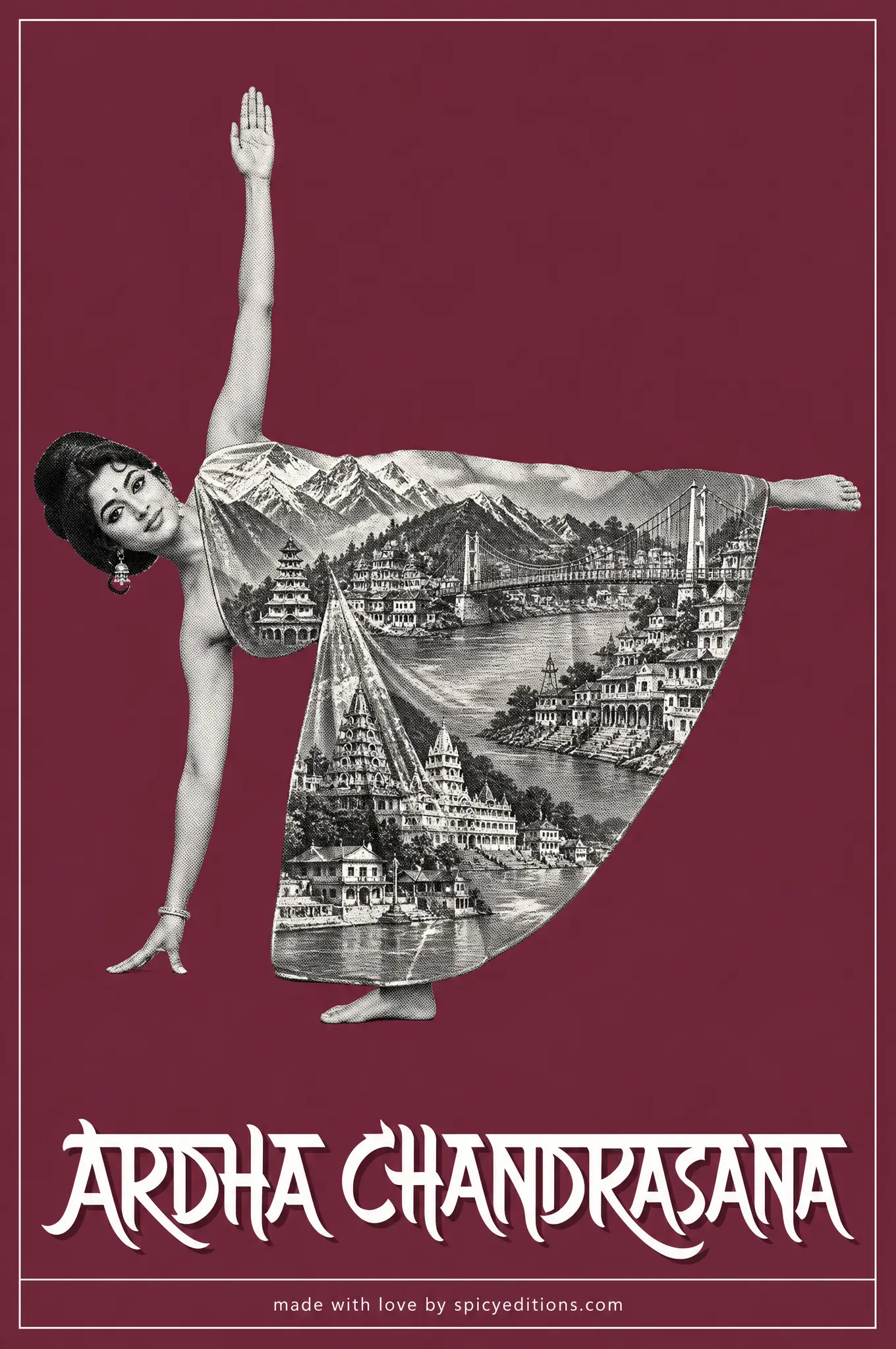 Half Moon Pose (Ardha Chandrasana) — SpicyEditions yoga art print