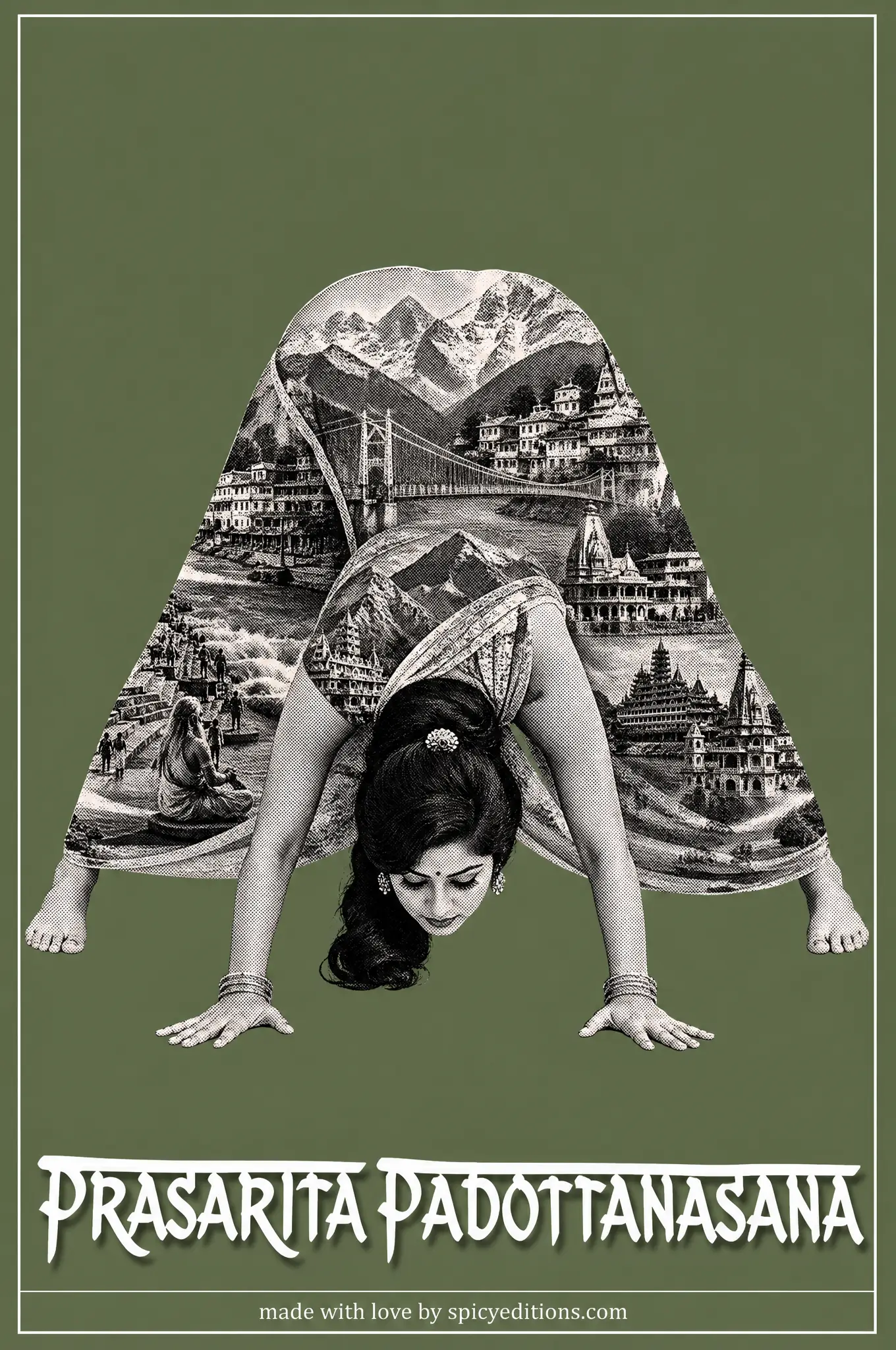 Wide-Legged Forward Fold (Prasarita Padottanasana) — SpicyEditions yoga art print