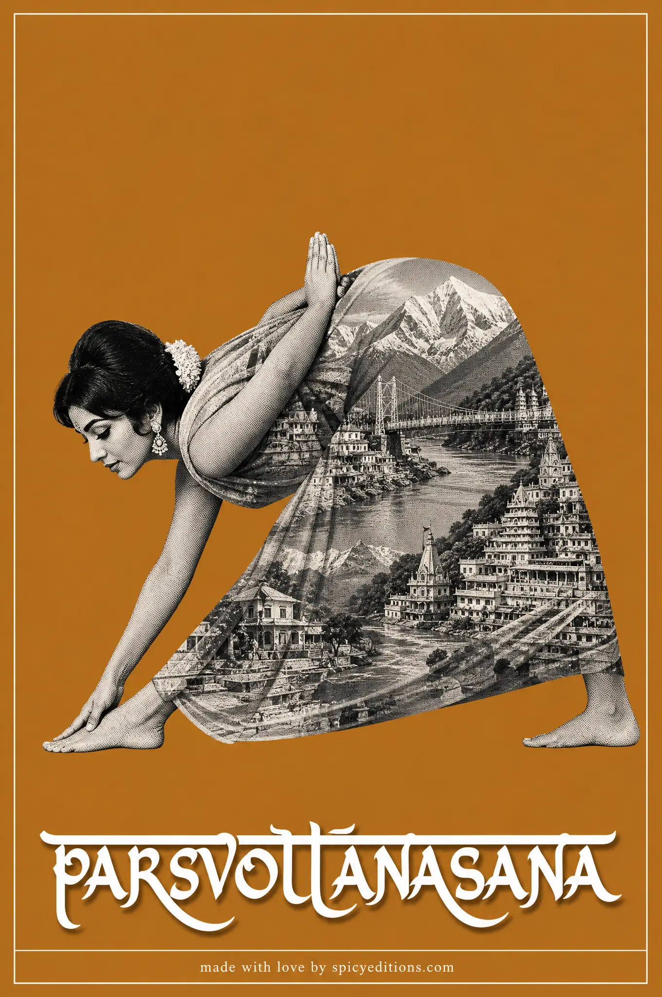 Pyramid Pose (Parsvottanasana) — SpicyEditions yoga art print
