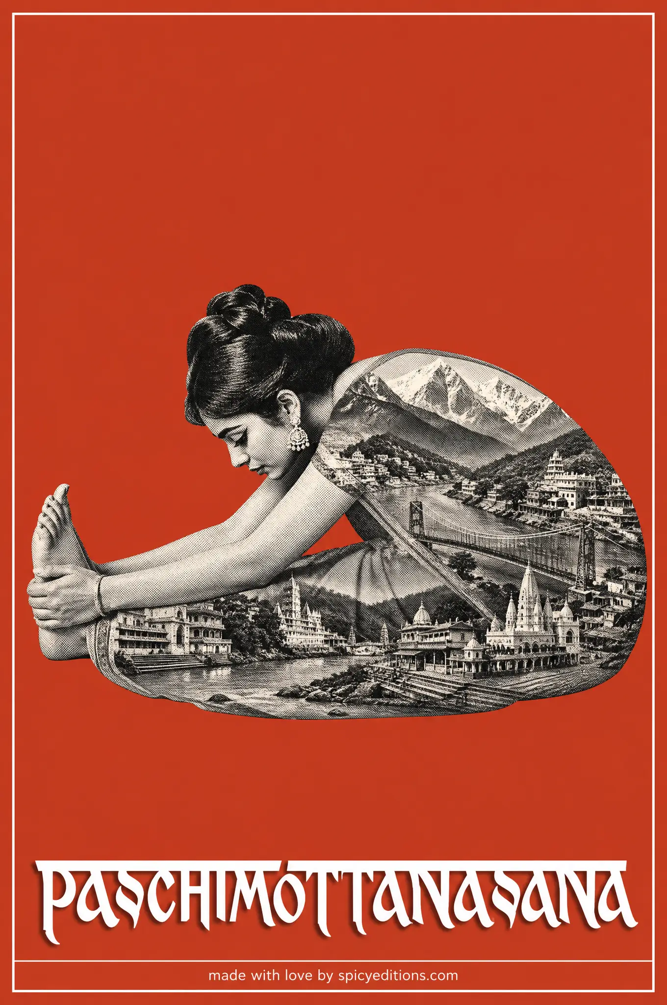 Seated Forward Fold (Paschimottanasana) — SpicyEditions yoga art print