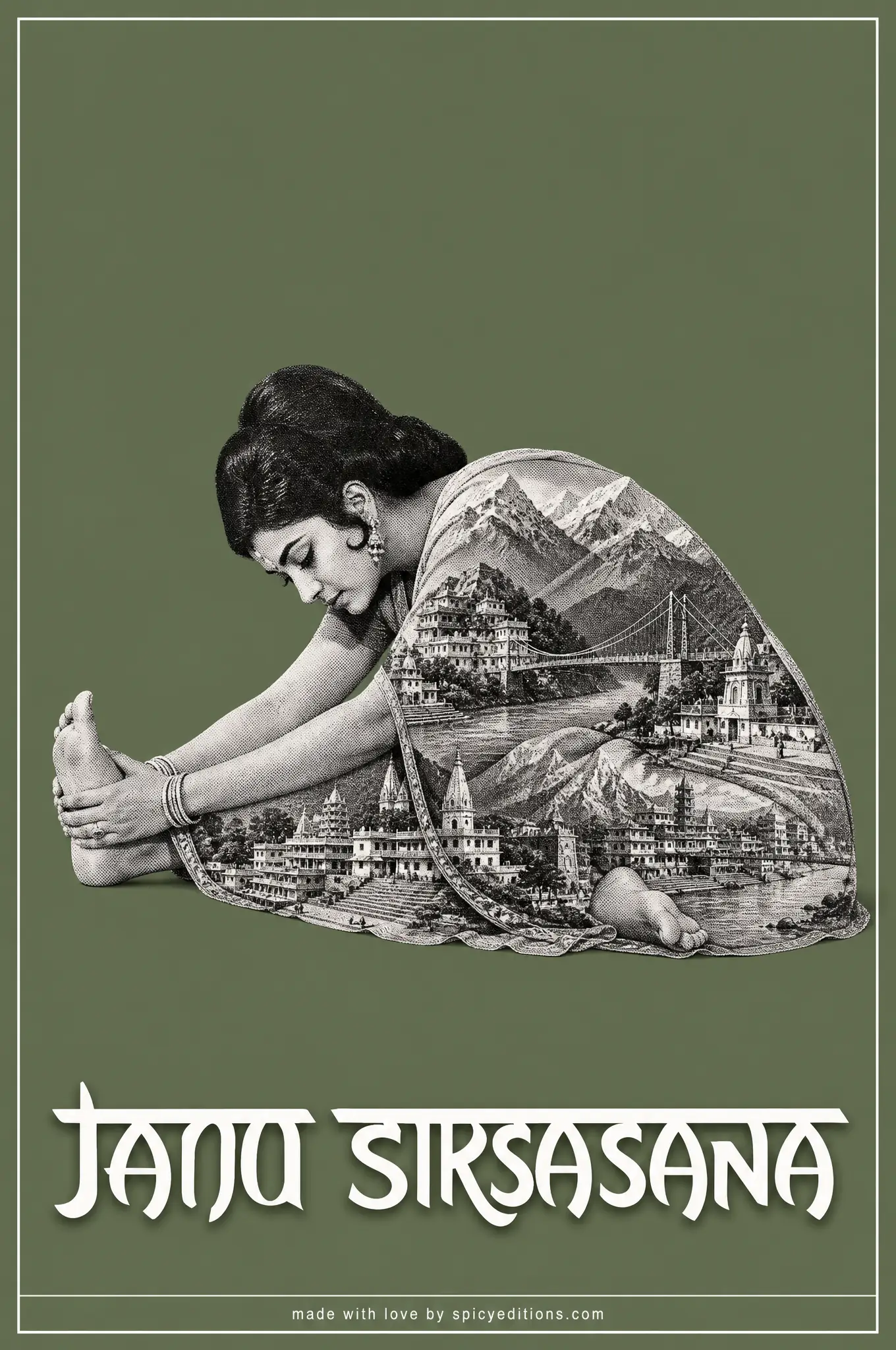 Head-to-Knee Pose (Janu Sirsasana) — SpicyEditions yoga art print