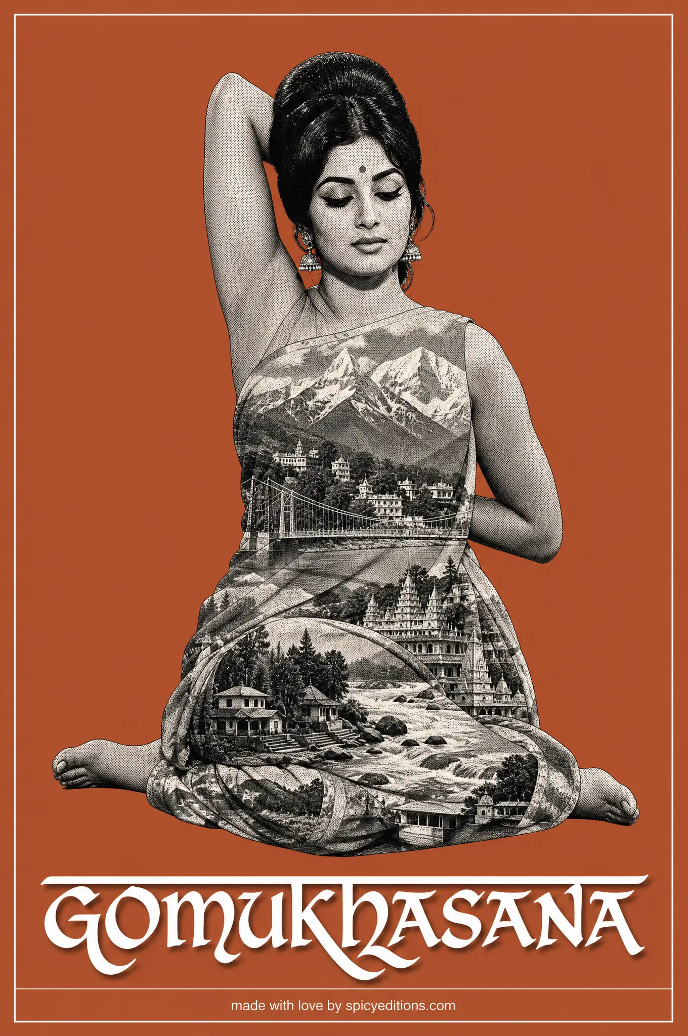Cow Face Pose (Gomukhasana) — SpicyEditions yoga art print