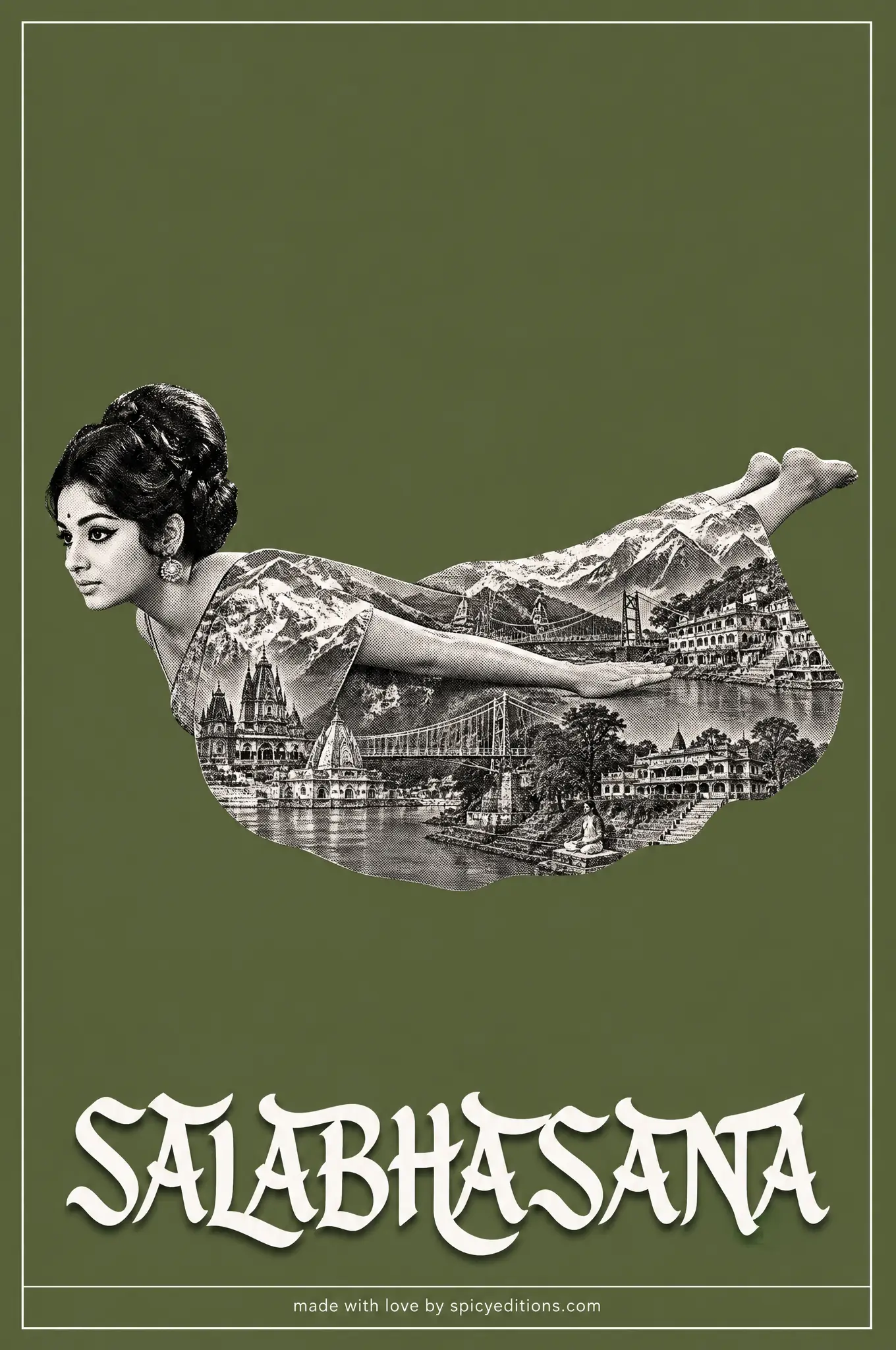 Locust Pose (Salabhasana) — SpicyEditions yoga art print