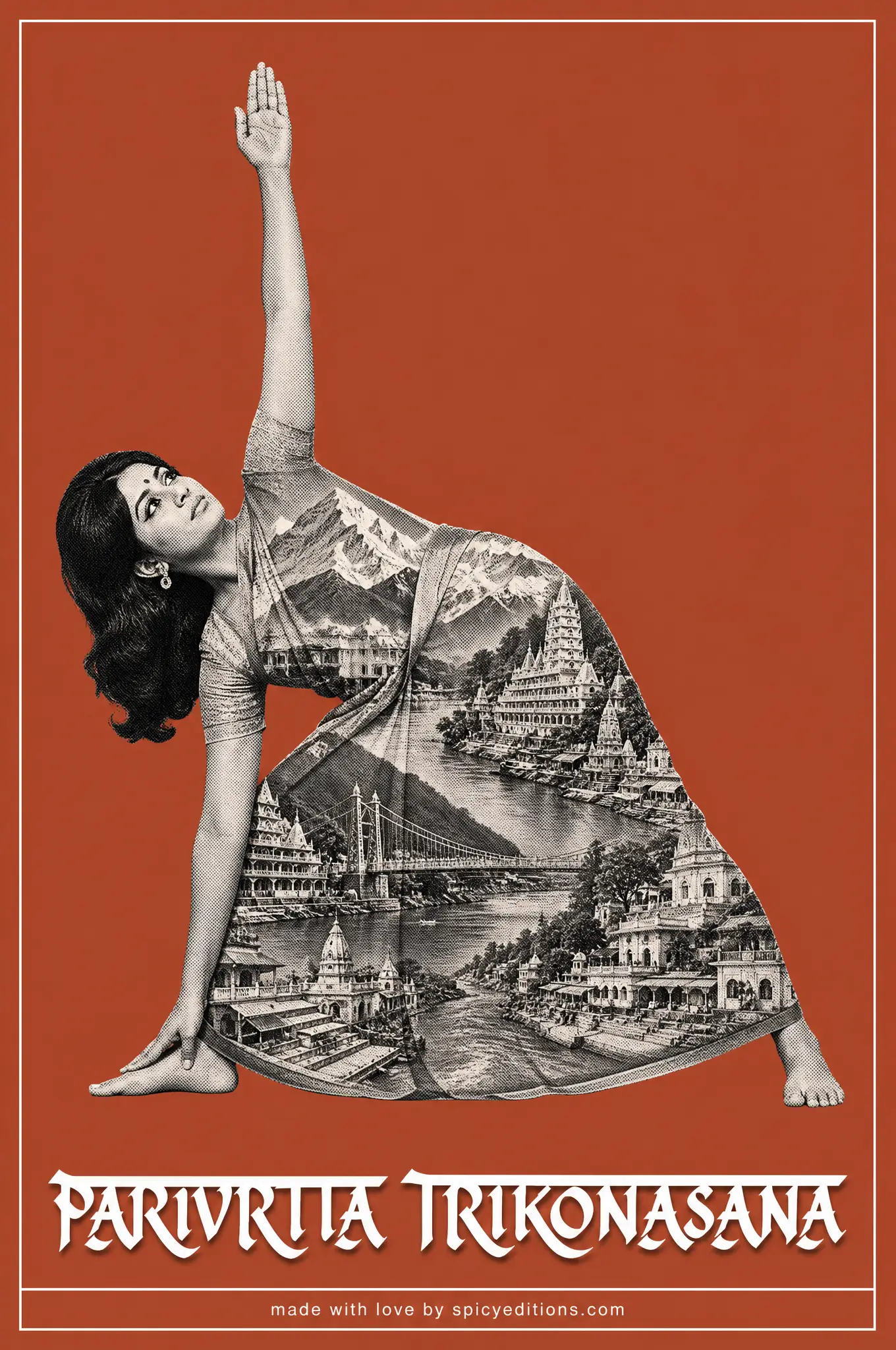 Revolved Triangle (Parivrtta Trikonasana) — SpicyEditions yoga art print