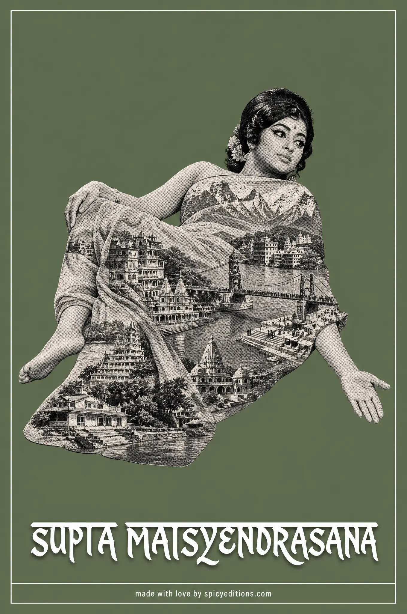 Reclining Twist (Supta Matsyendrasana) — SpicyEditions yoga art print
