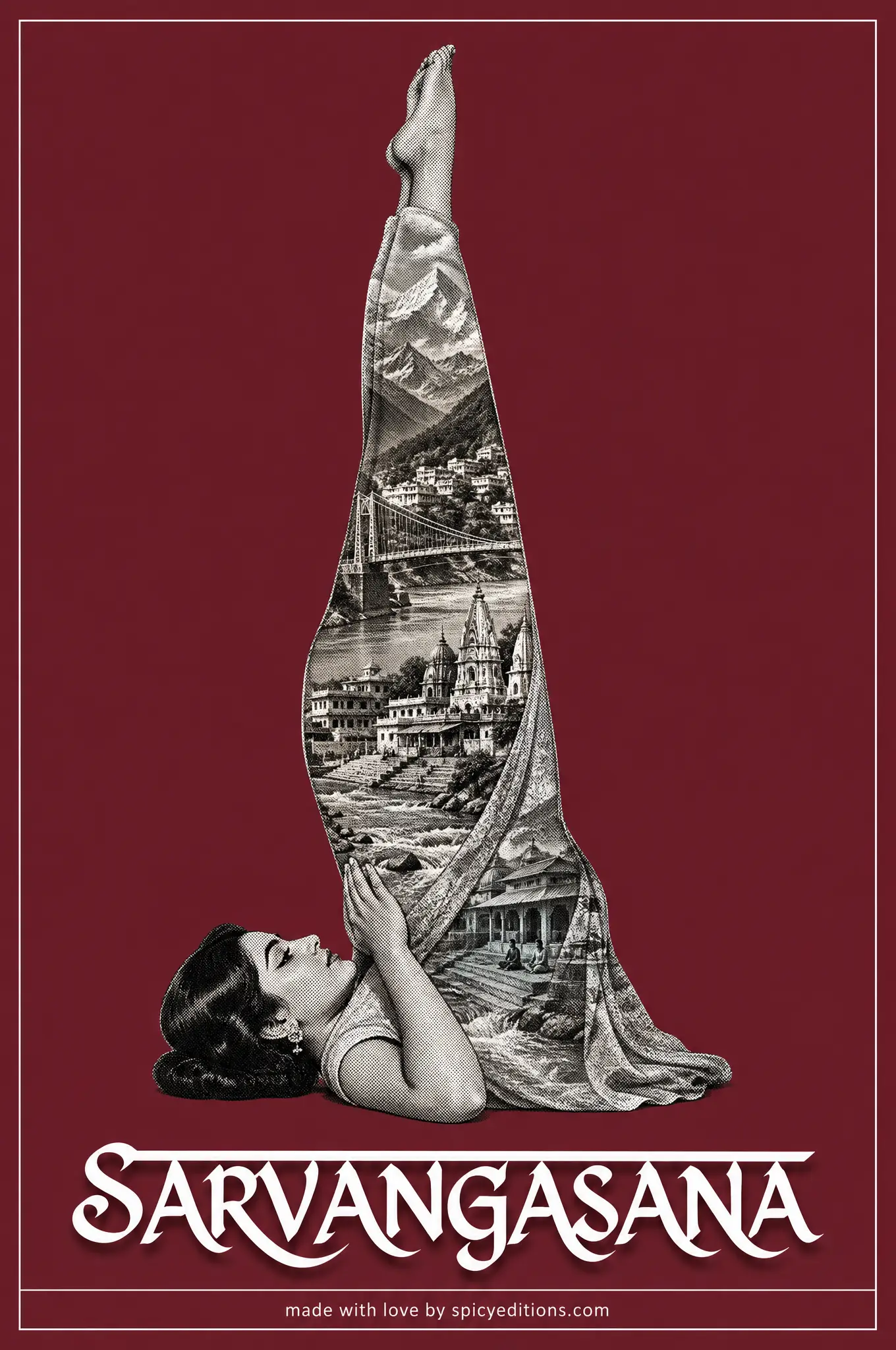 Shoulderstand (Sarvangasana) — SpicyEditions yoga art print