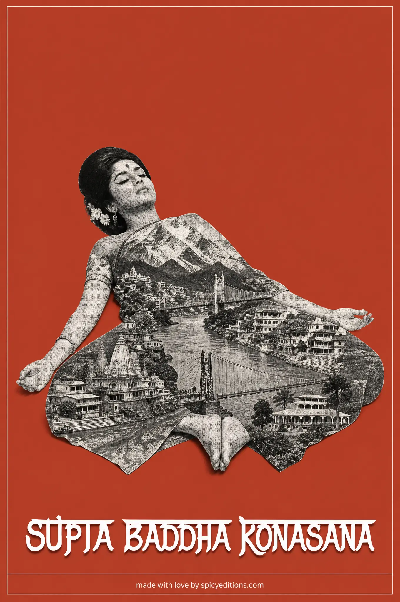 Reclining Bound Angle (Supta Baddha Konasana) — SpicyEditions yoga art print