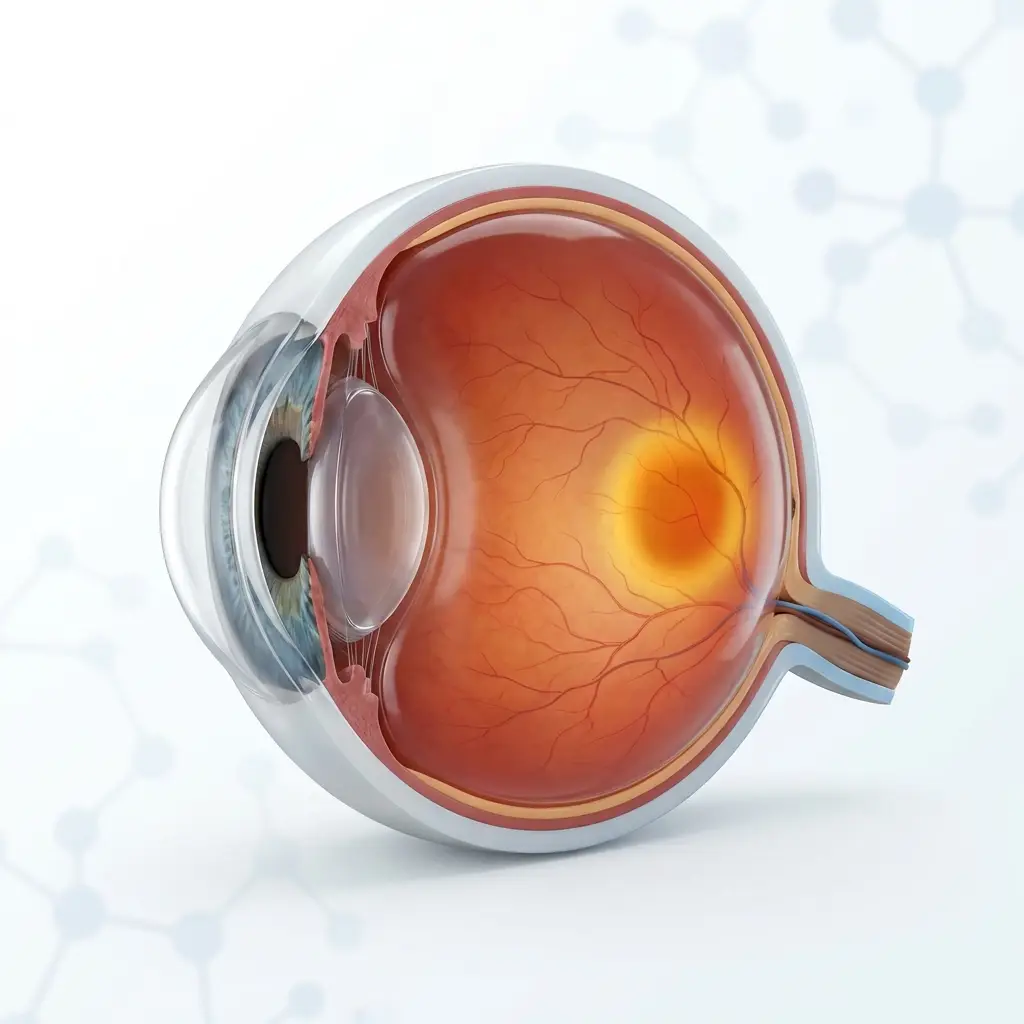 Human eye anatomy cross-section showing macula