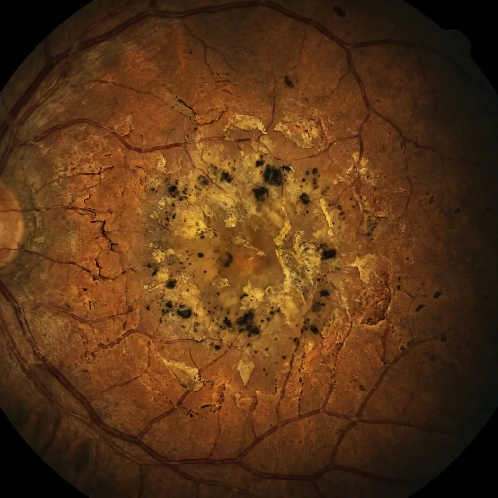 Damaged retinal tissue from oxidative stress
