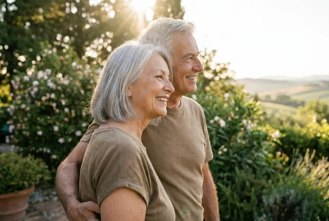 Senior couple smiling with restored vision