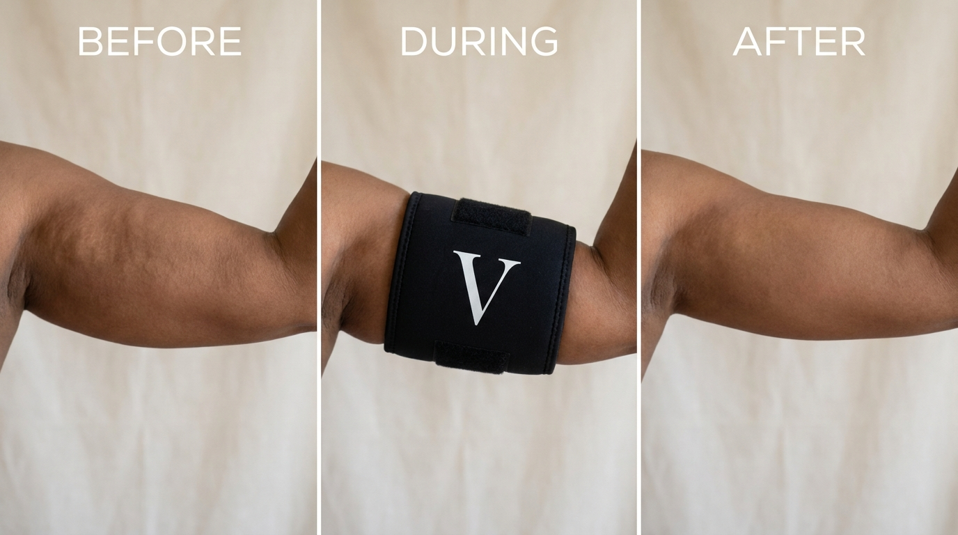 Before, during, and after wearing the Vilora Sleeve