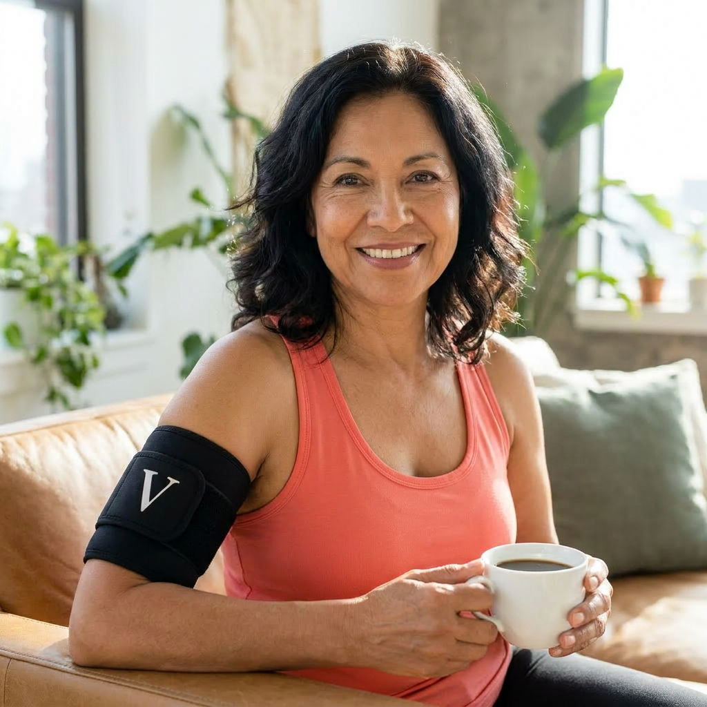 Confident woman wearing Vilora at home
