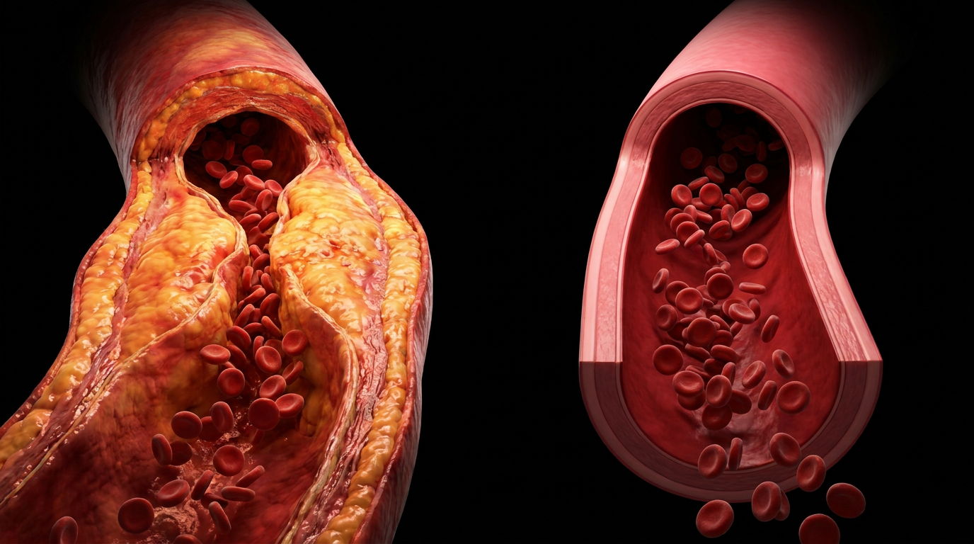 Blutgefäße: verstopft vs. gesund
