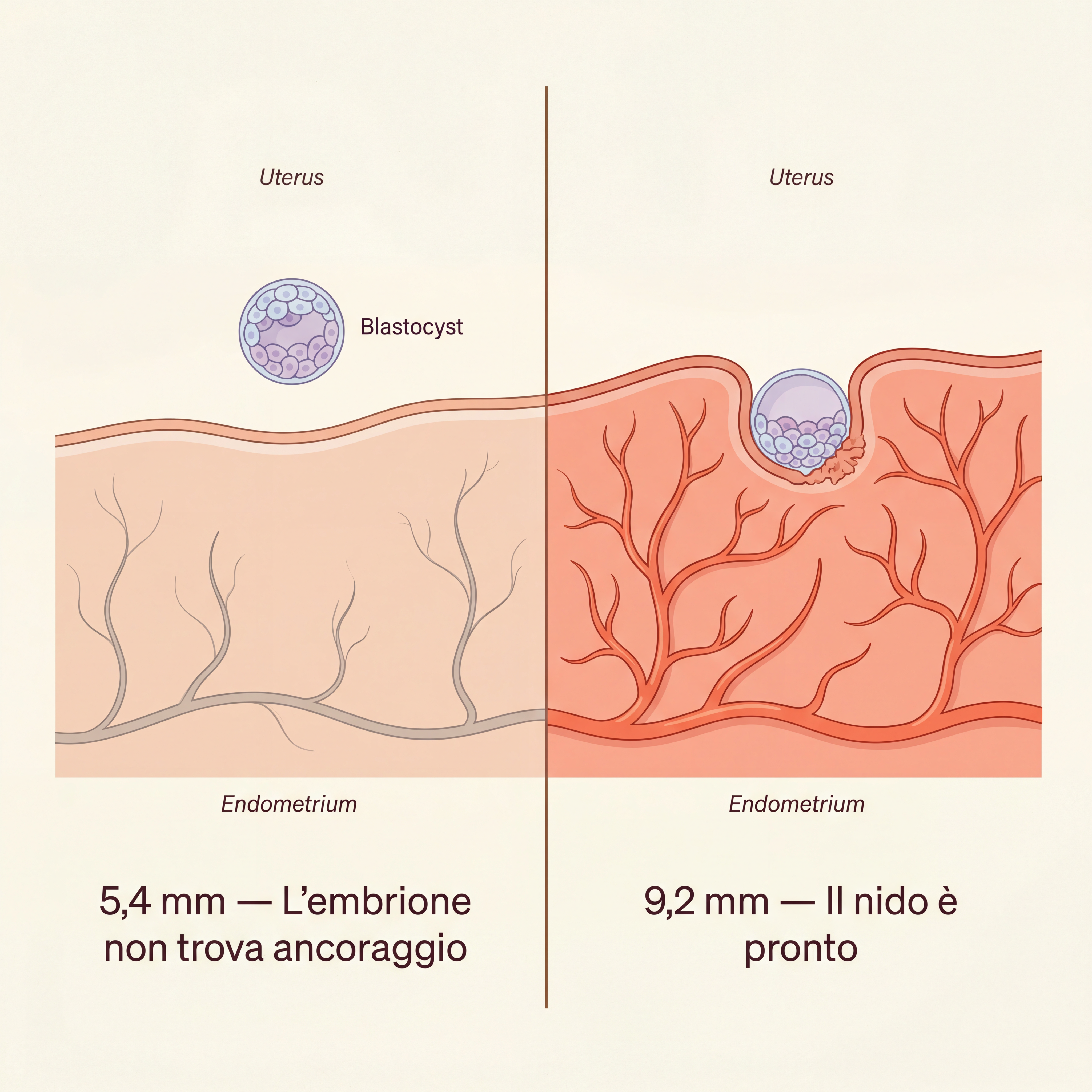 Confronto endometrio: 5,4 mm vs 9,2 mm