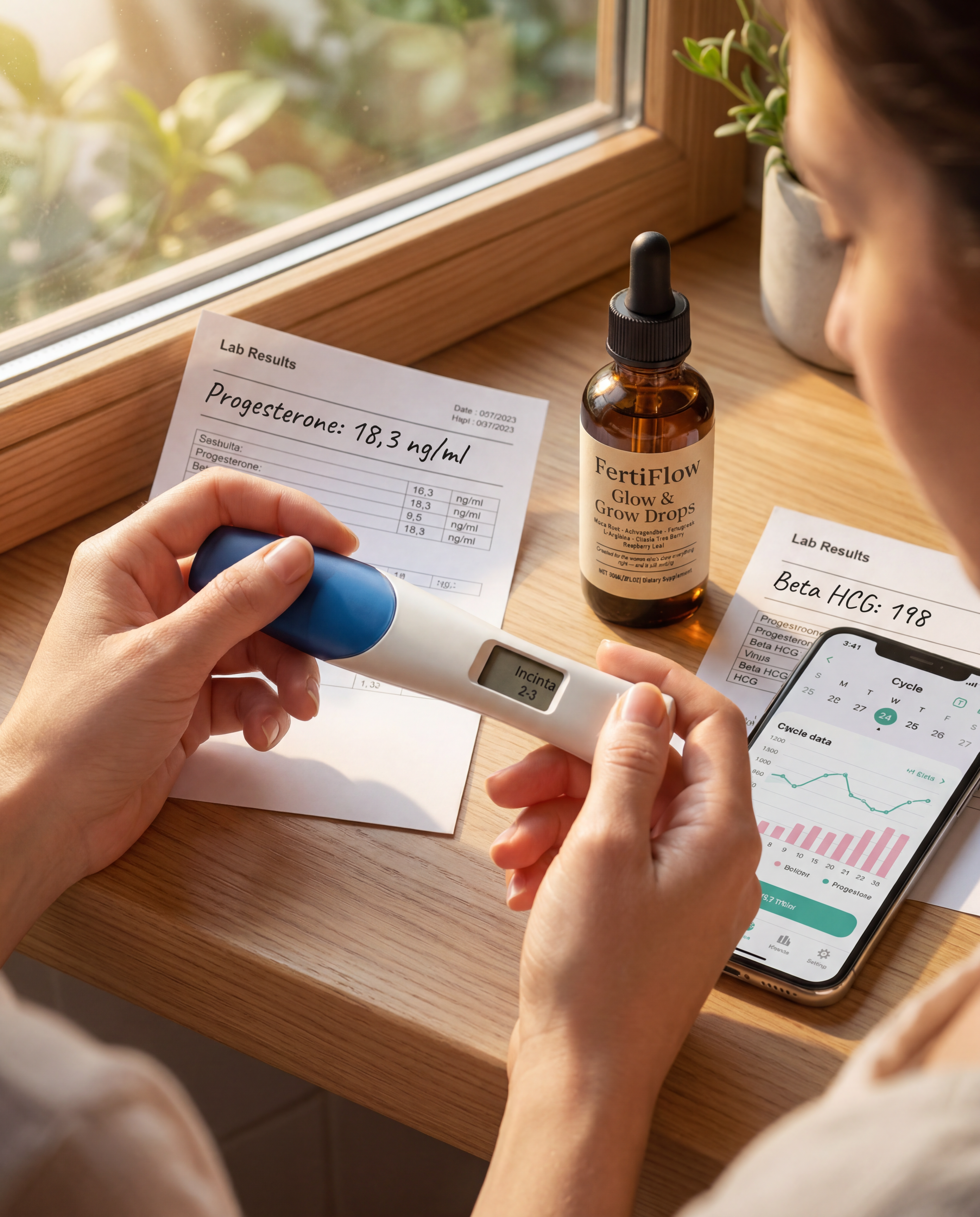 Test di gravidanza positivo con FertiFlow e valori HCG