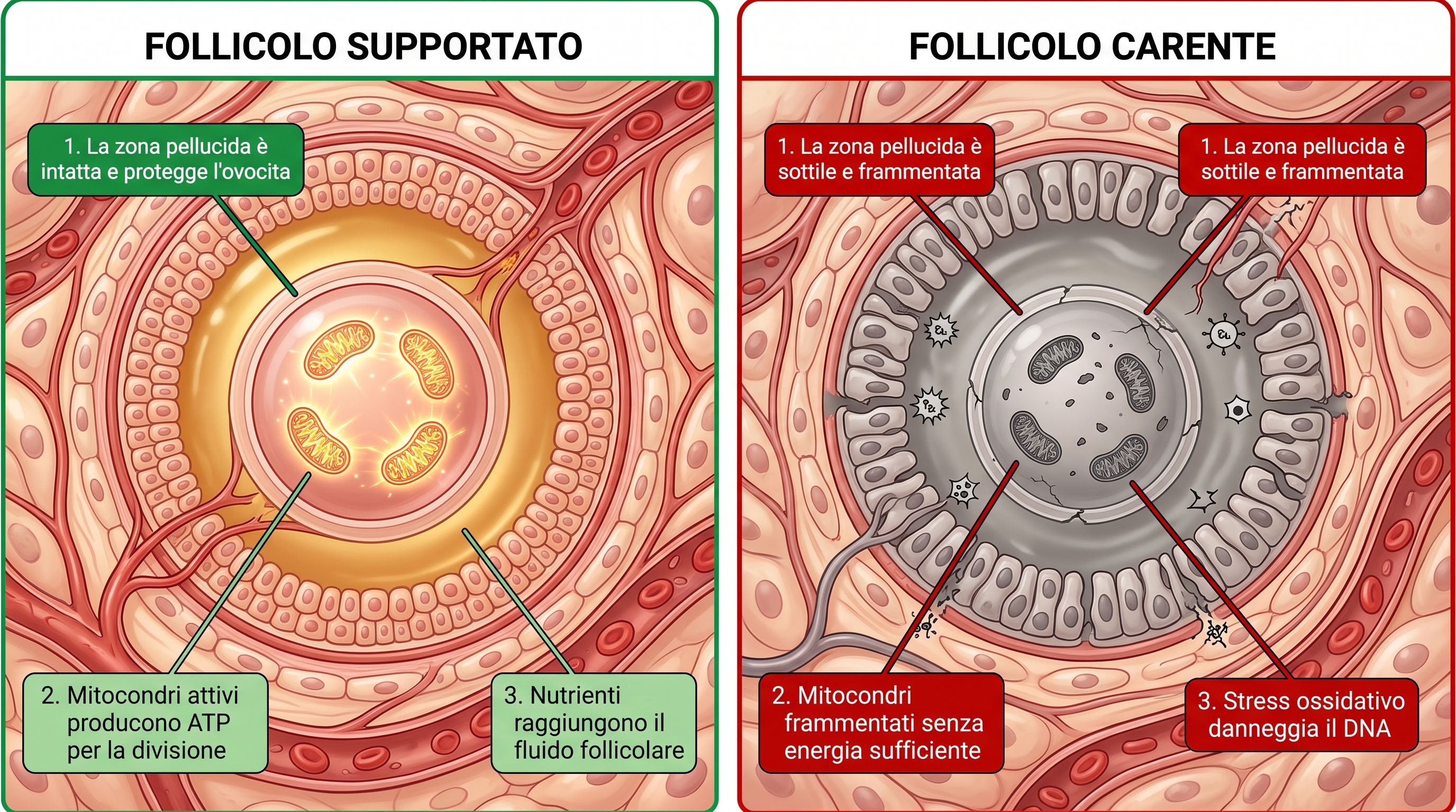 Confronto follicolo supportato vs carente