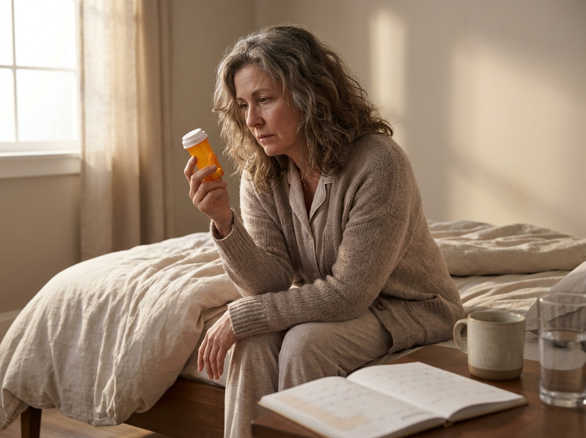 Woman reaching for medication