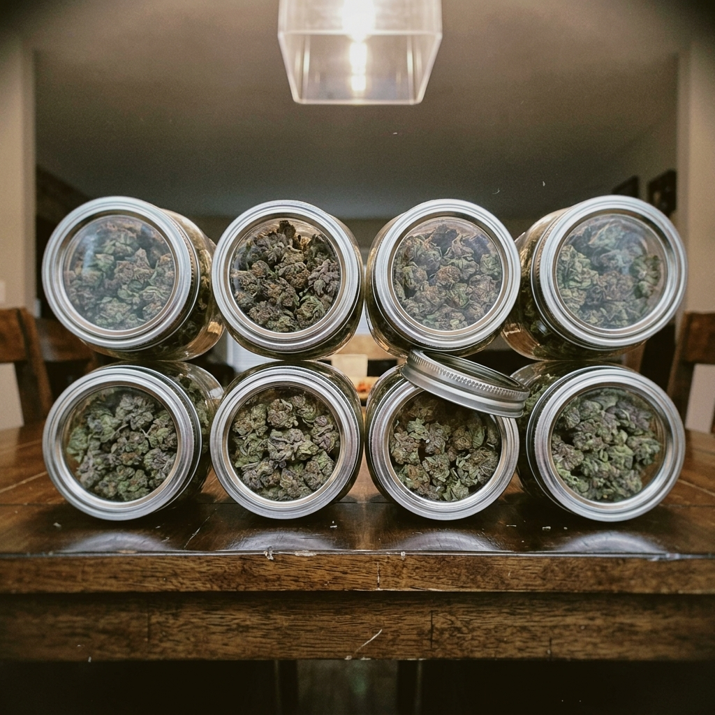 Eight jars from the half pound