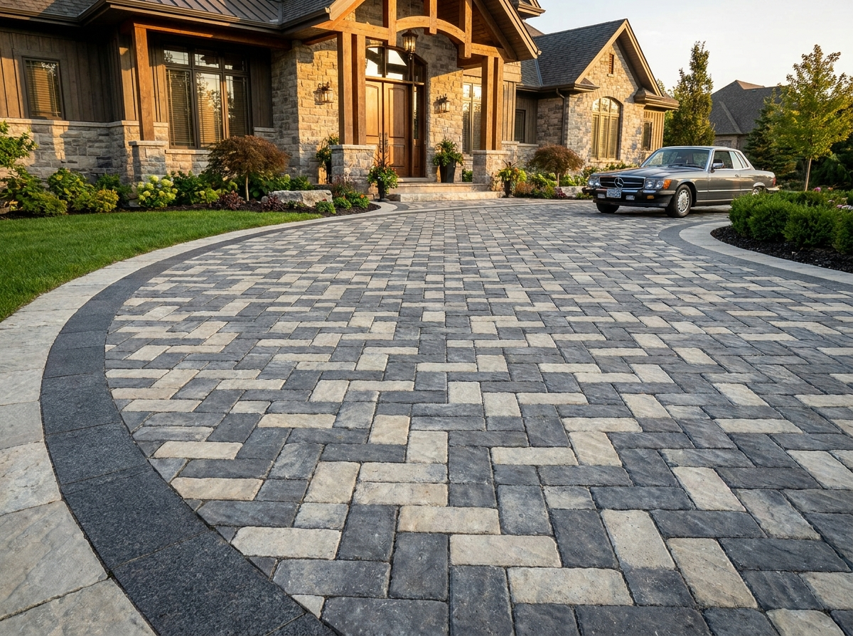 Interlocking stone driveway