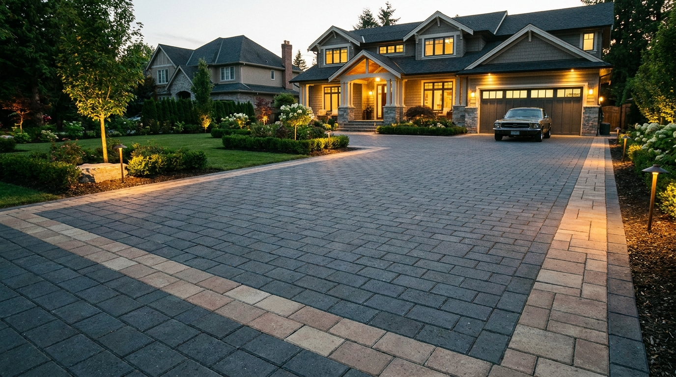 Two-tone interlocking driveway