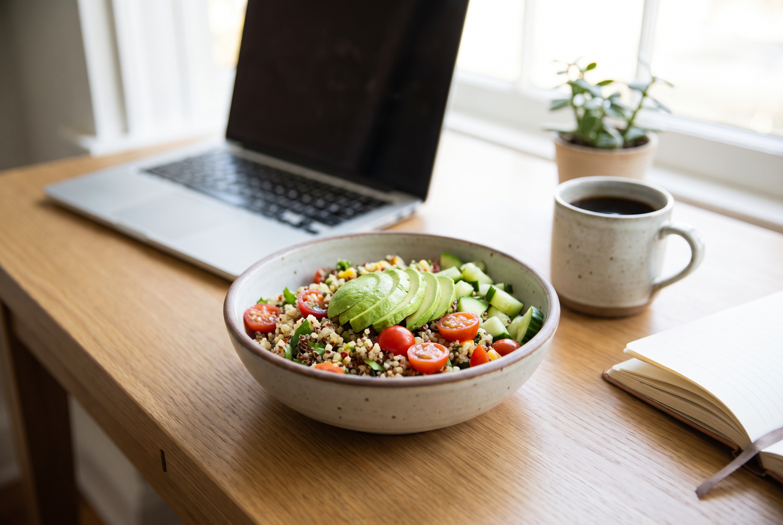 Een frisse lunch aan je bureau houdt je middag scherp.